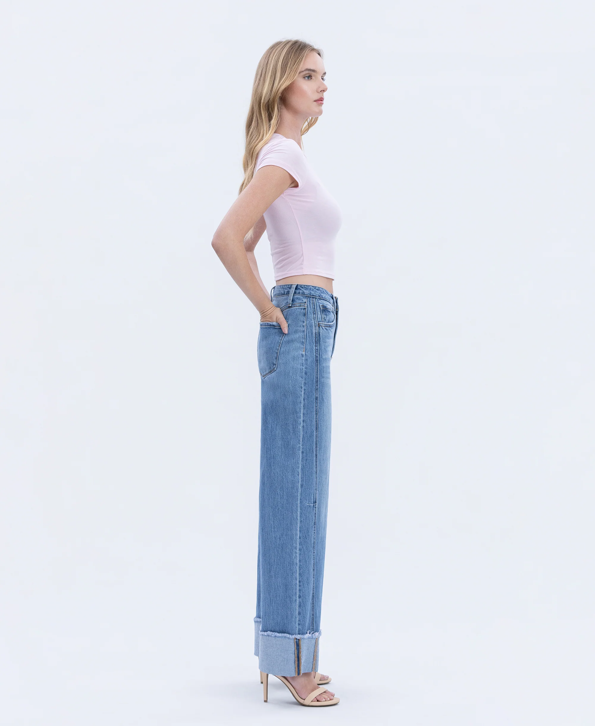 Adore You - High Rise Cuffed Wide Leg Jeans - Image 4