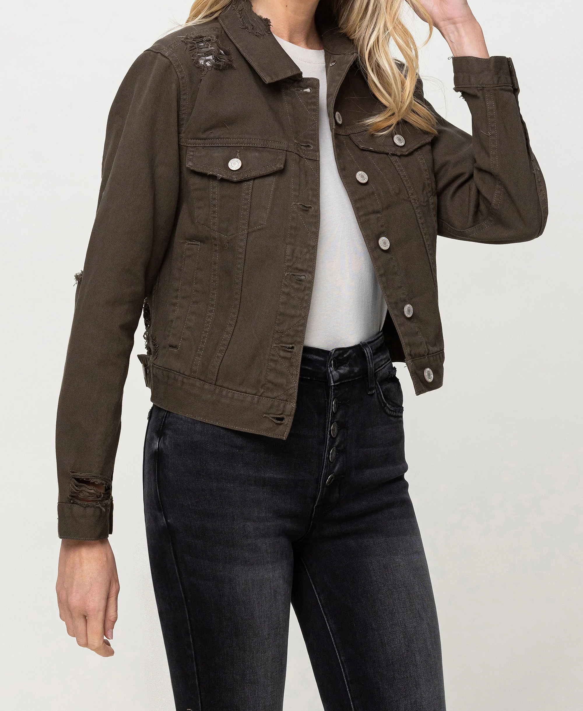 Amazonia - Distressed Olive Classic Fit Jacket - Image 4