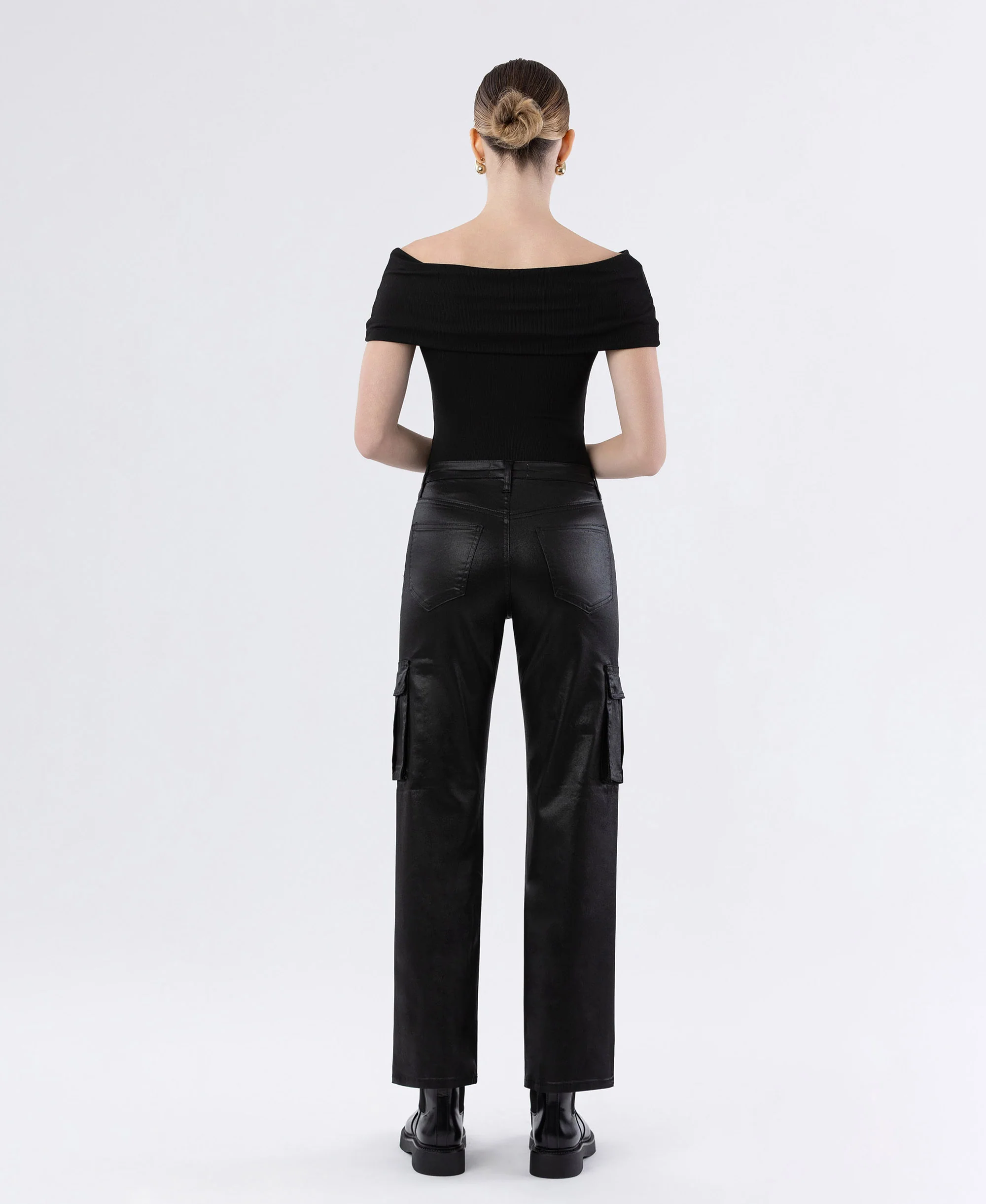 Astonished - High Rise Coated Cargo Straight Jeans - Image 2