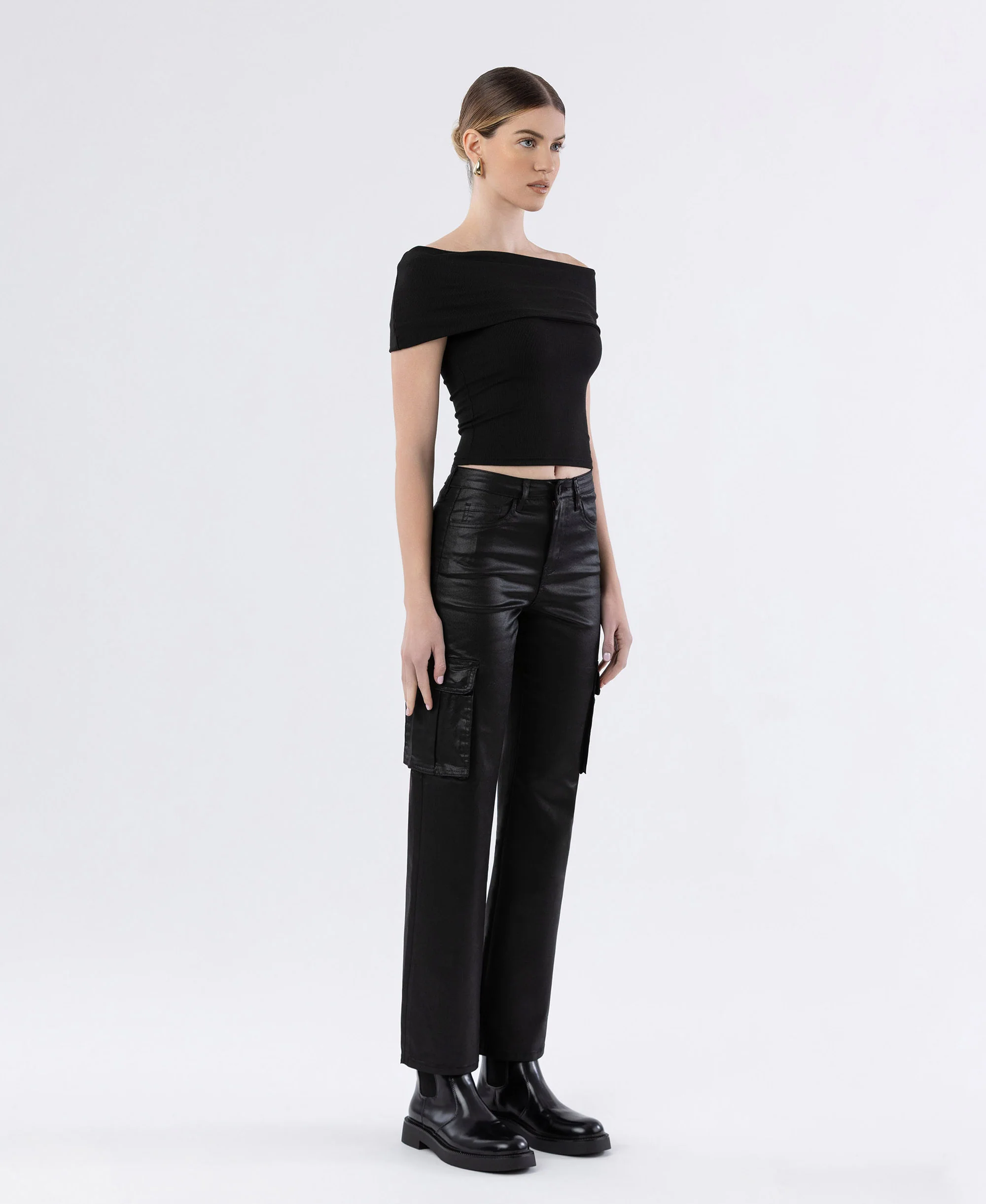 Astonished - High Rise Coated Cargo Straight Jeans - Image 5