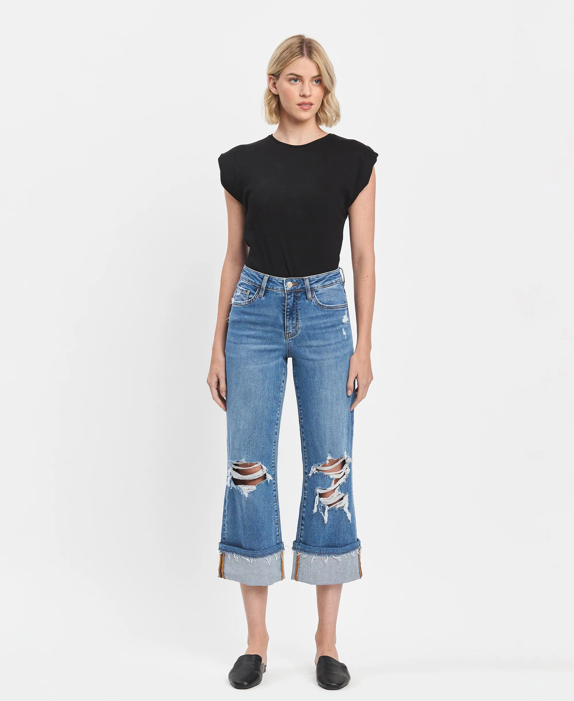 Attendant - High Rise Cuffed Crop Wide Leg Jeans - Image 5