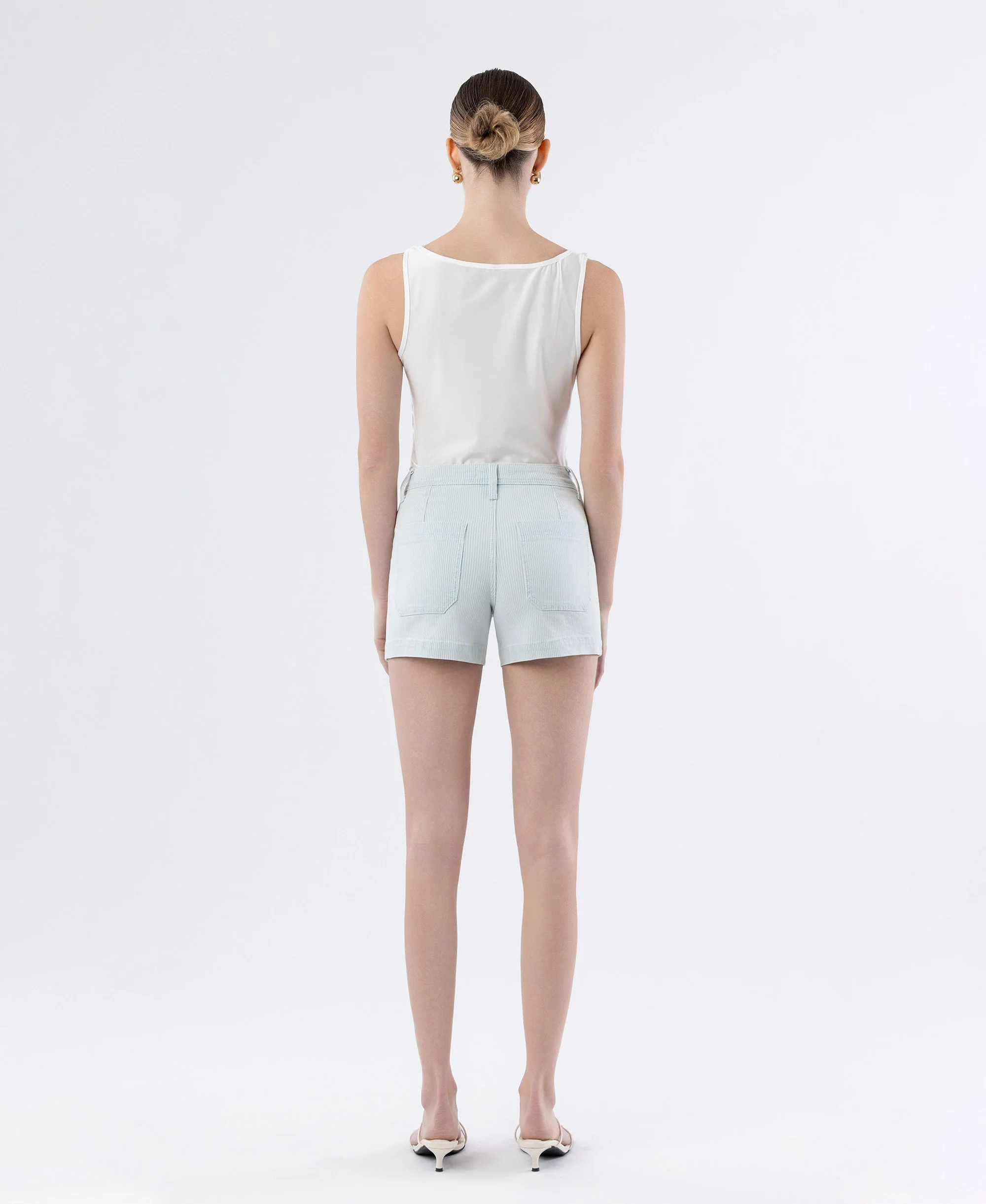 Attractively - High Rise Patch Pocket Denim Shorts - Image 3
