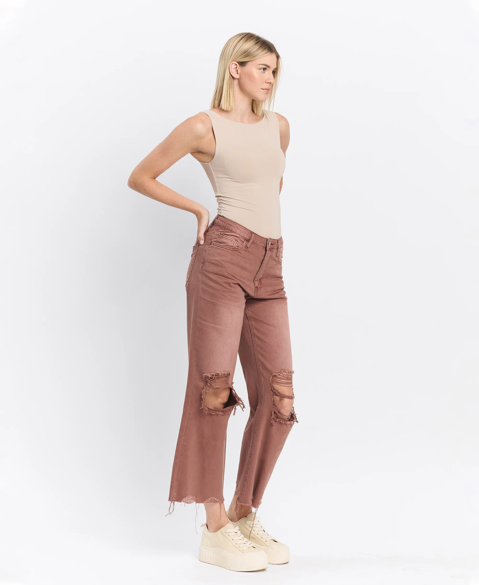 Aztec - Super High Rise 90s Vintage Crop Flare Jeans - Image 4
