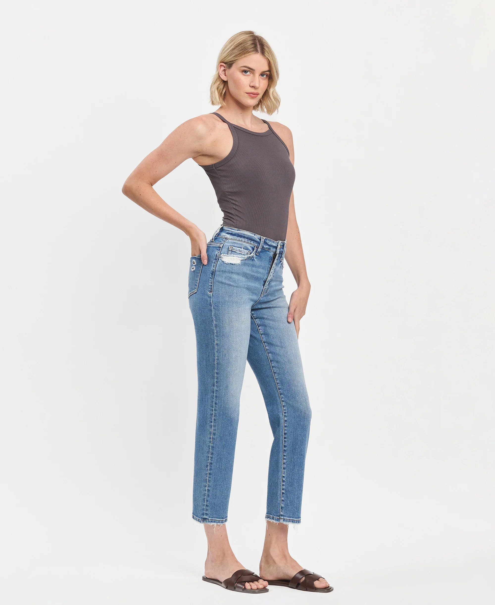 Bardot - High Rise Tapered Ankle Straight Jeans - Image 4