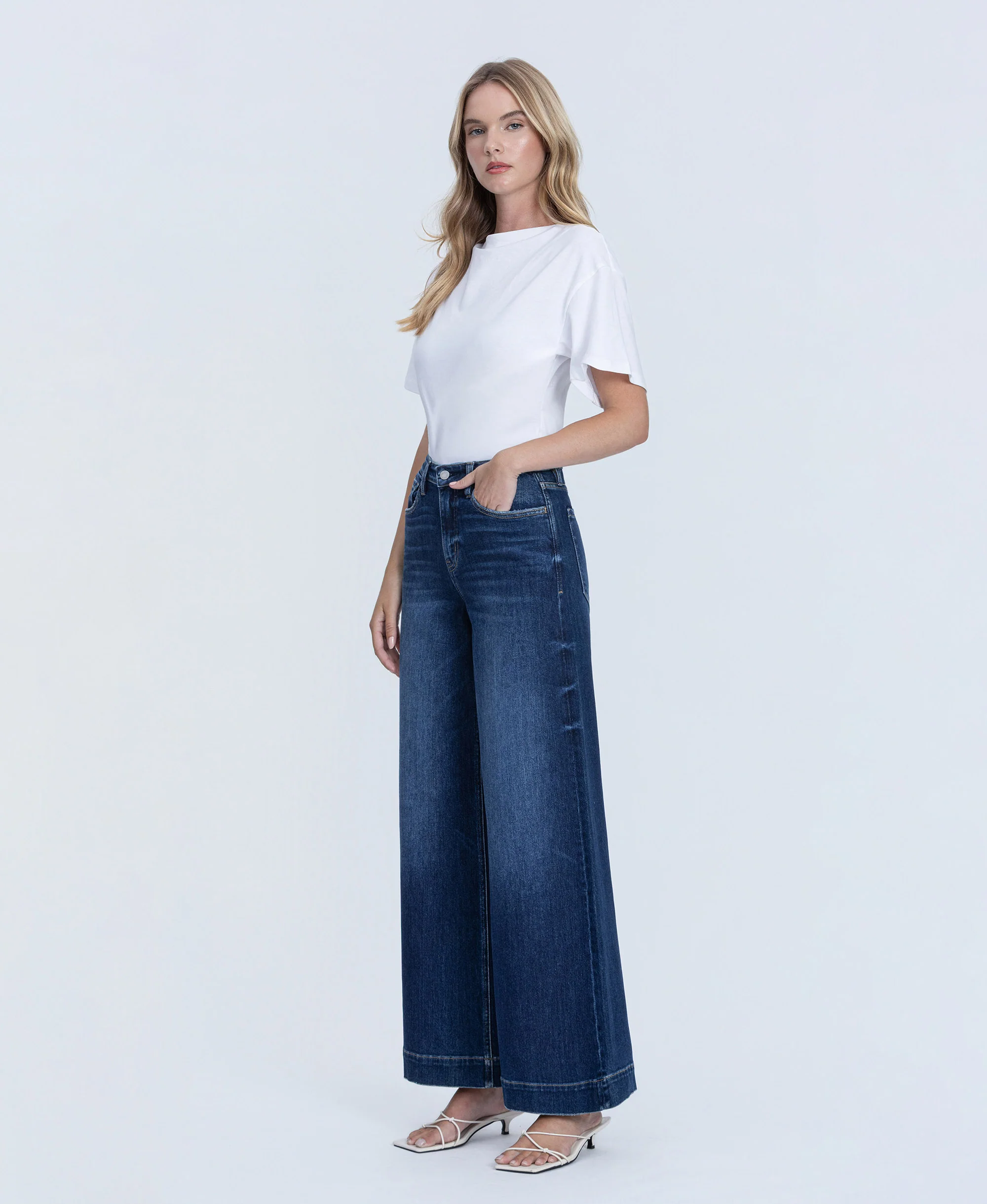 Beaming - High Rise Fused Waistband Palazzo Jeans - Image 3