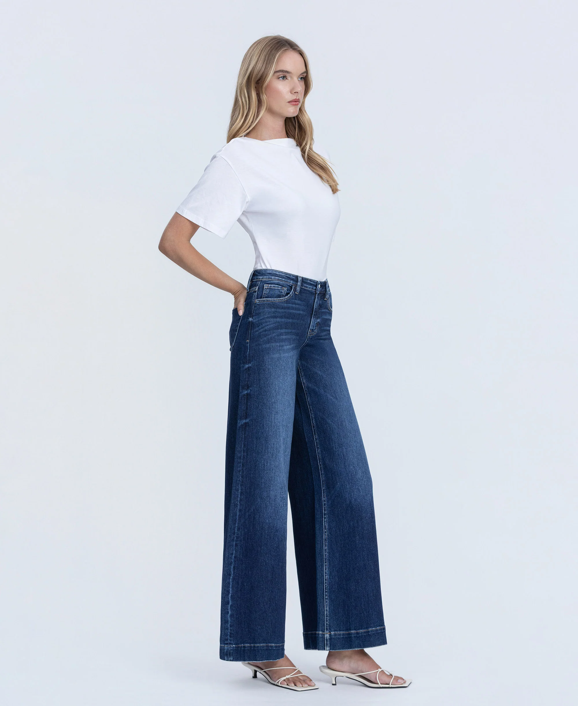 Beaming - High Rise Fused Waistband Palazzo Jeans - Image 5