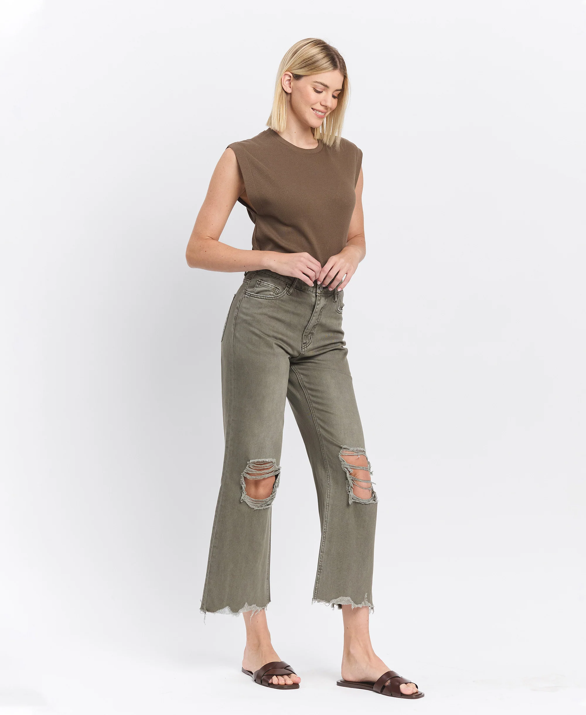 Beetle - Super High Rise 90s Vintage Crop Flare Jeans - Image 4