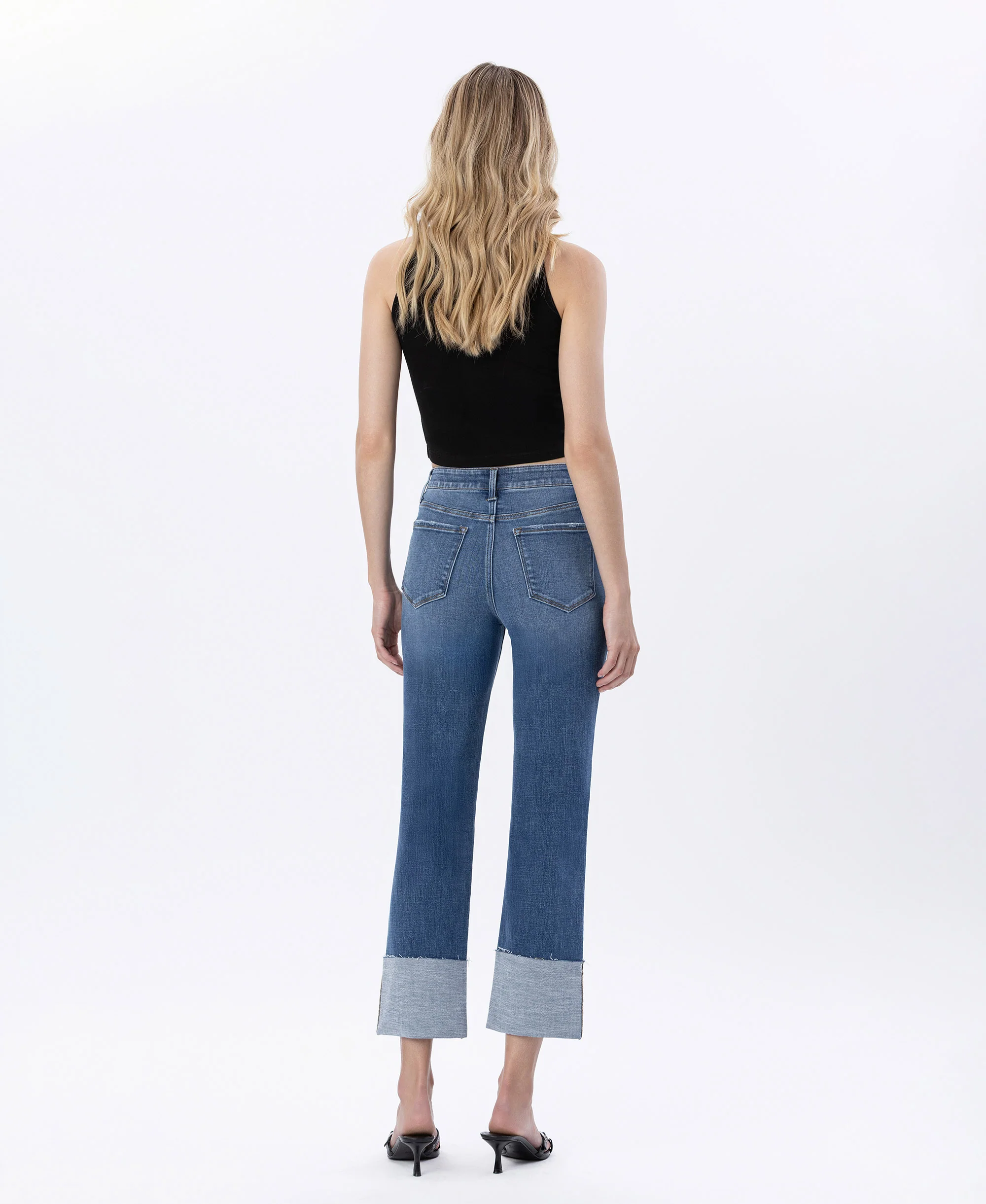 Blissful Reflections - High Rise Cuffed Crop Straight Jeans - Image 2