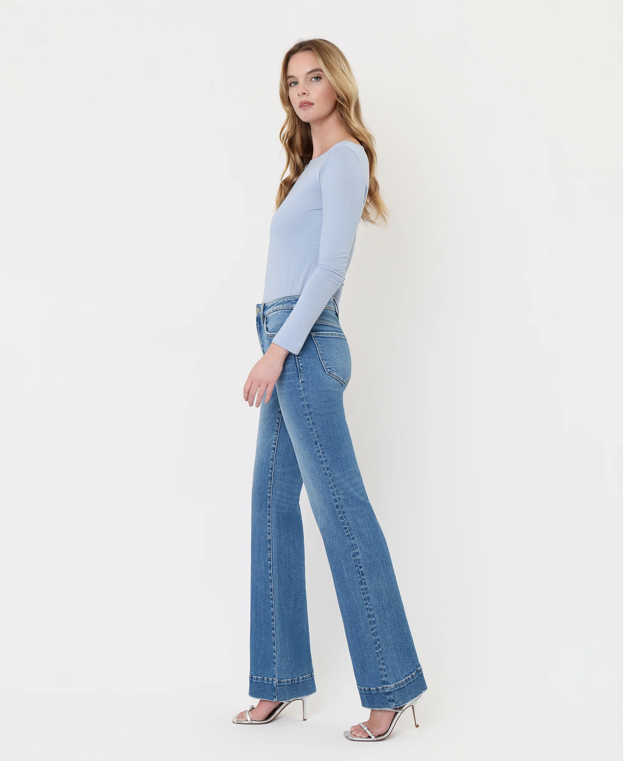 Blue Lotus - High Rise Trouser Hem Relaxed Flare Jeans - Image 3