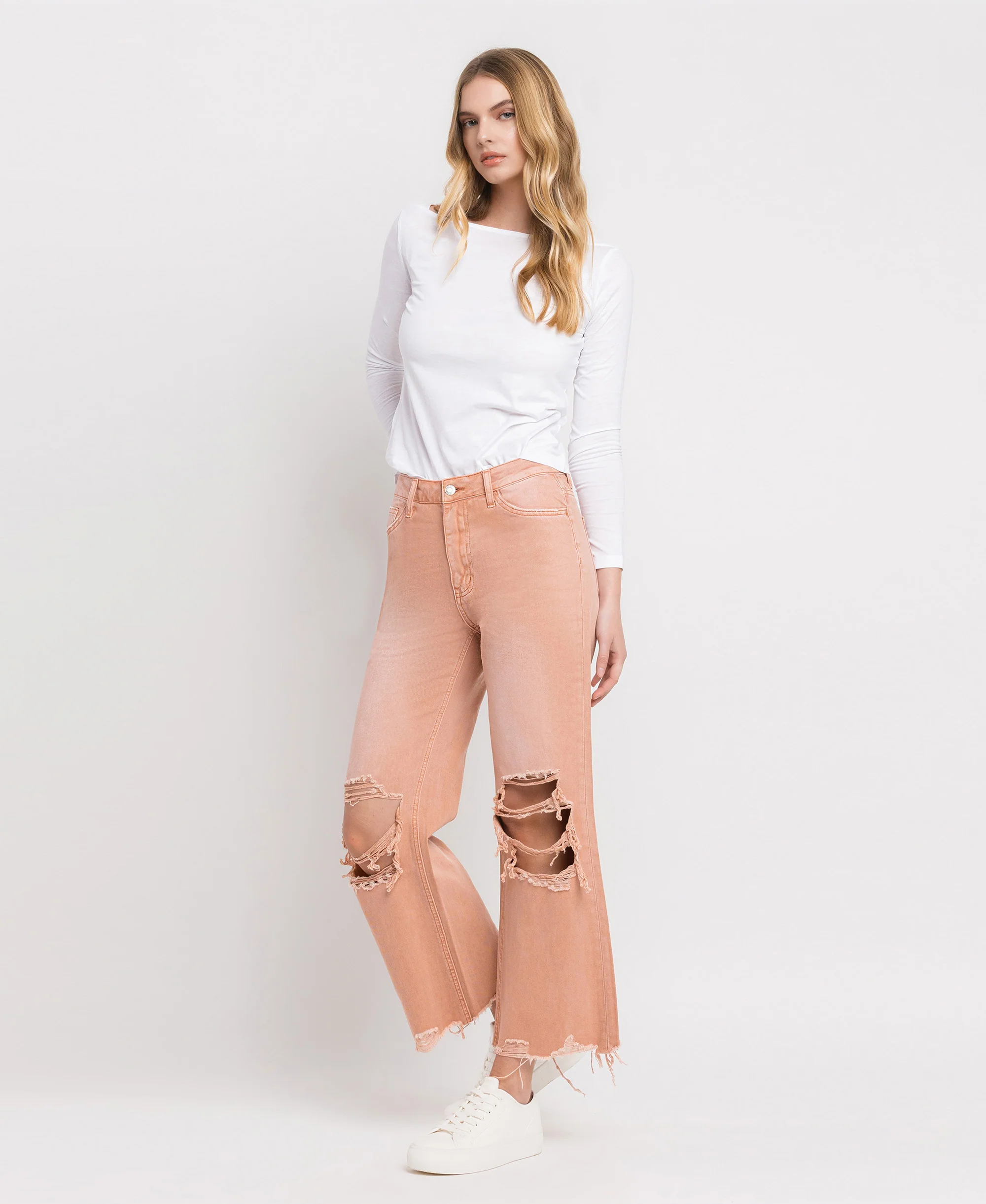 Brandied Melon - Super High Rise 90s Vintage Crop Flare Jeans - Image 3