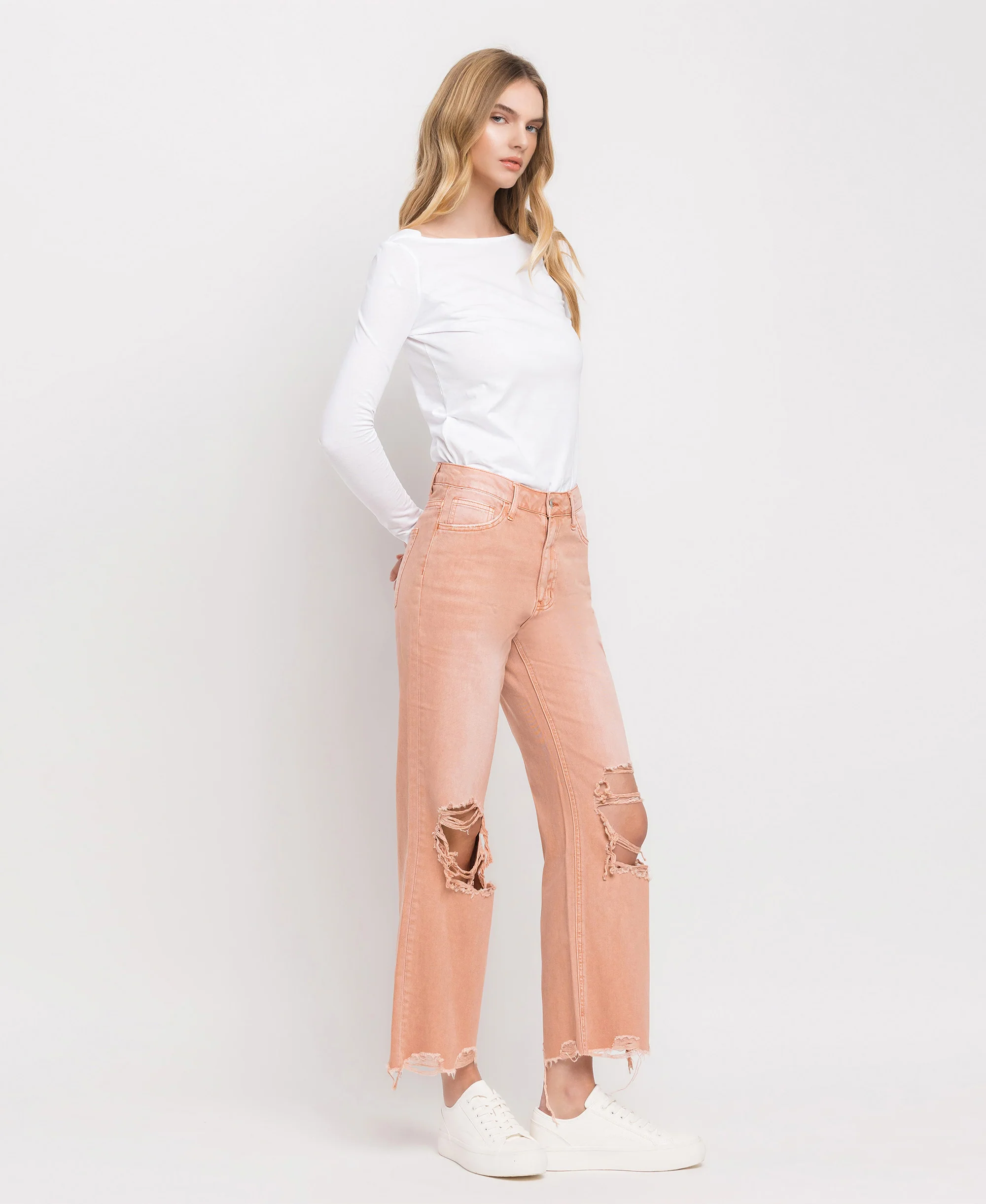 Brandied Melon - Super High Rise 90s Vintage Crop Flare Jeans - Image 4