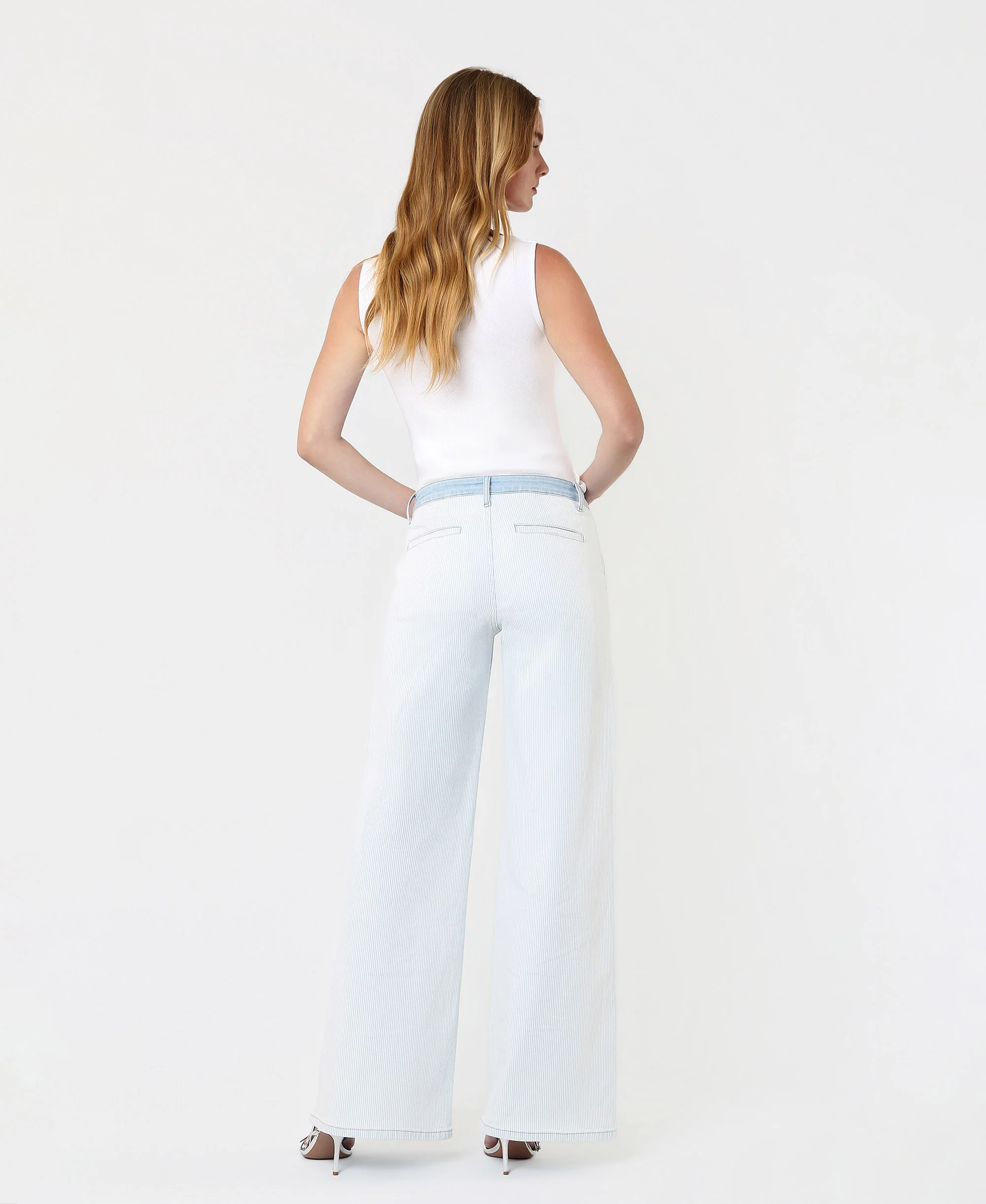 Castle Rock - High Rise Contrast WB Striped Wide Leg Jeans - Image 2