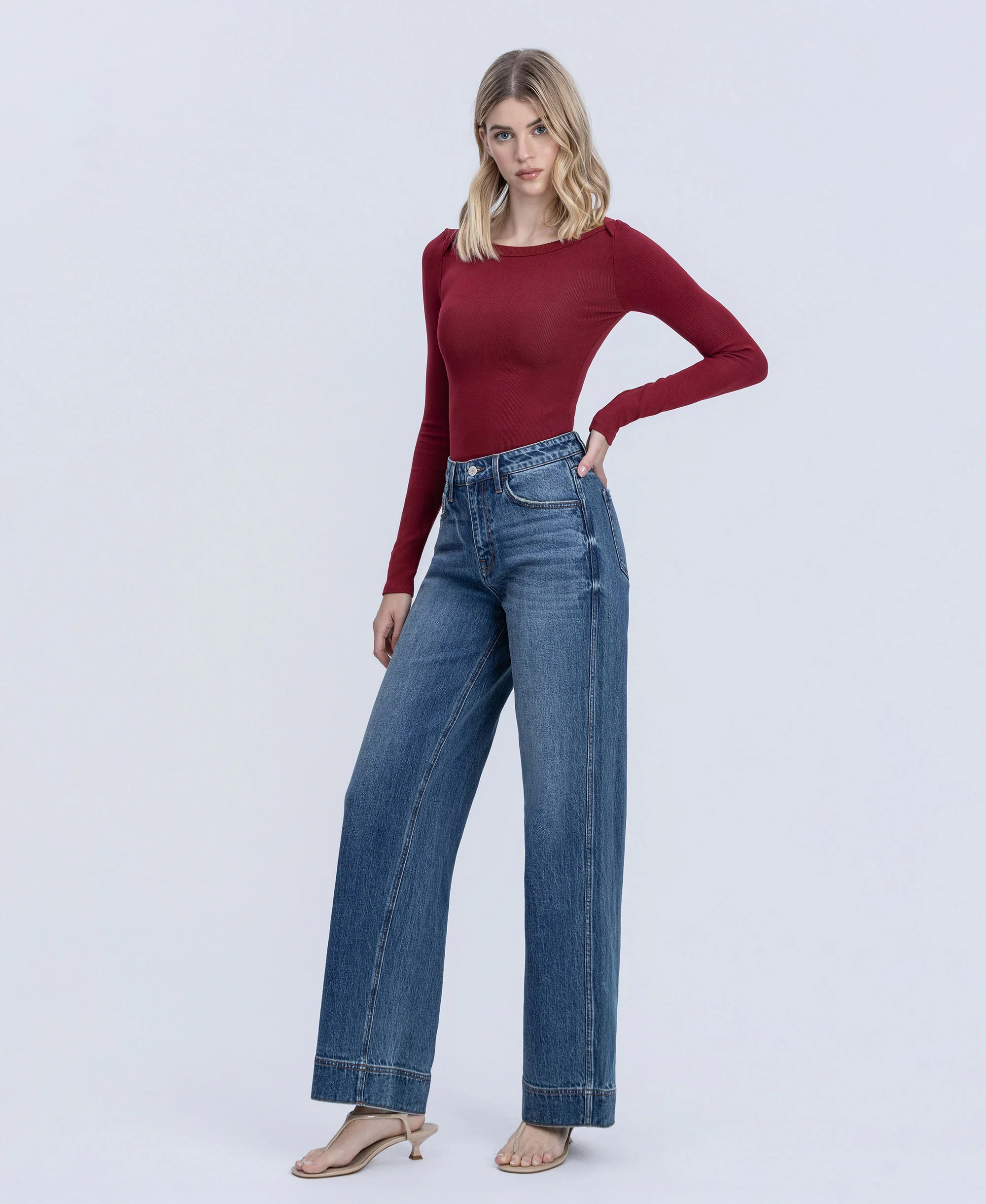 Celestial - Super High Rise Trouser Hem Baggy Wide Leg Jeans - Image 3