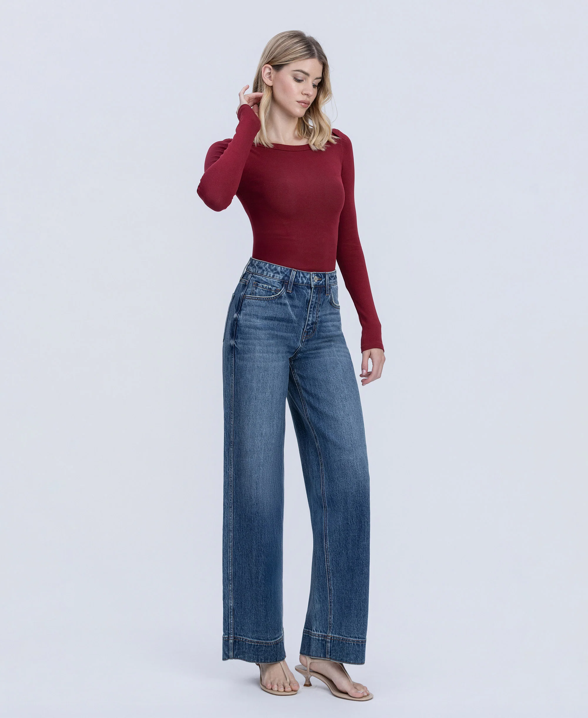 Celestial - Super High Rise Trouser Hem Baggy Wide Leg Jeans - Image 4