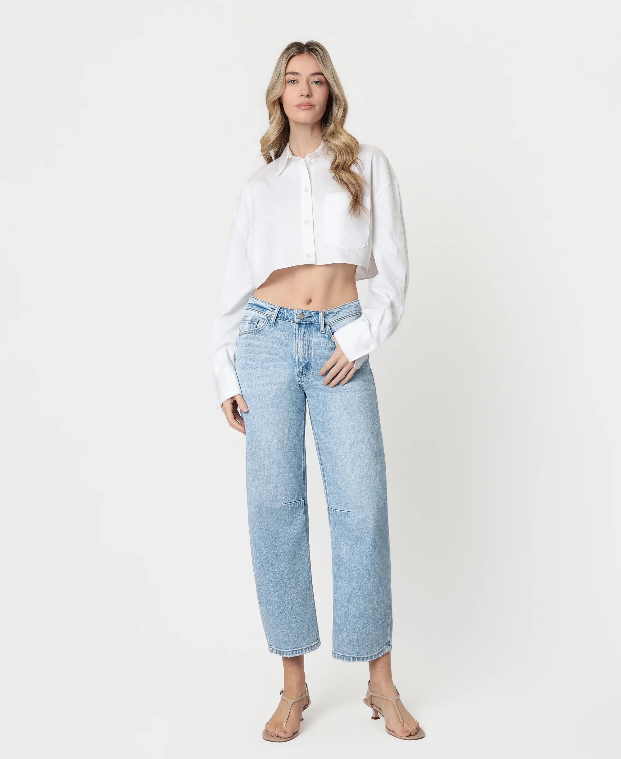 Charm - High Rise Wide Barrel Jeans