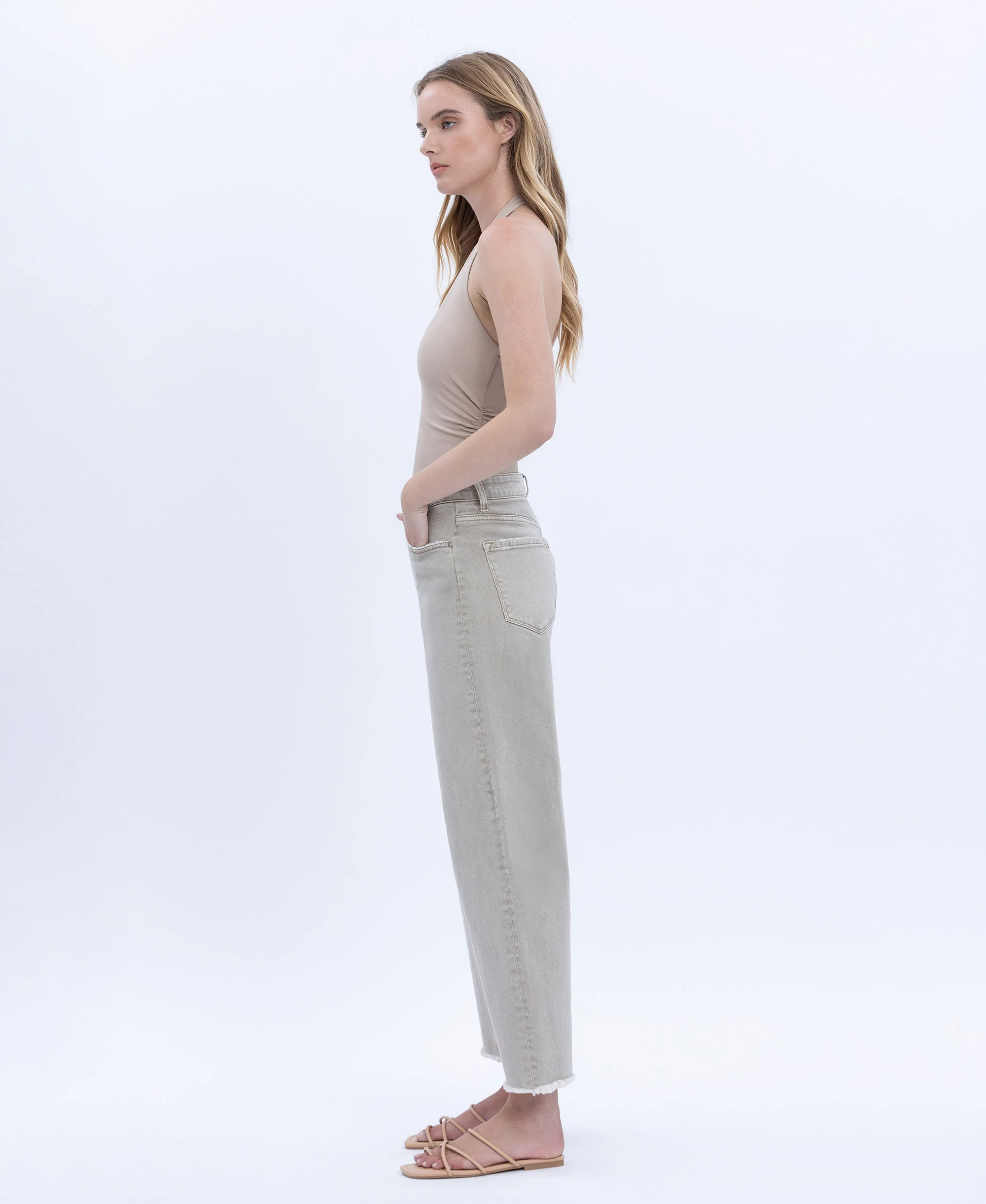 Cinder - Super High Rise Frayed Hem Wide Barrel Jeans - Image 3