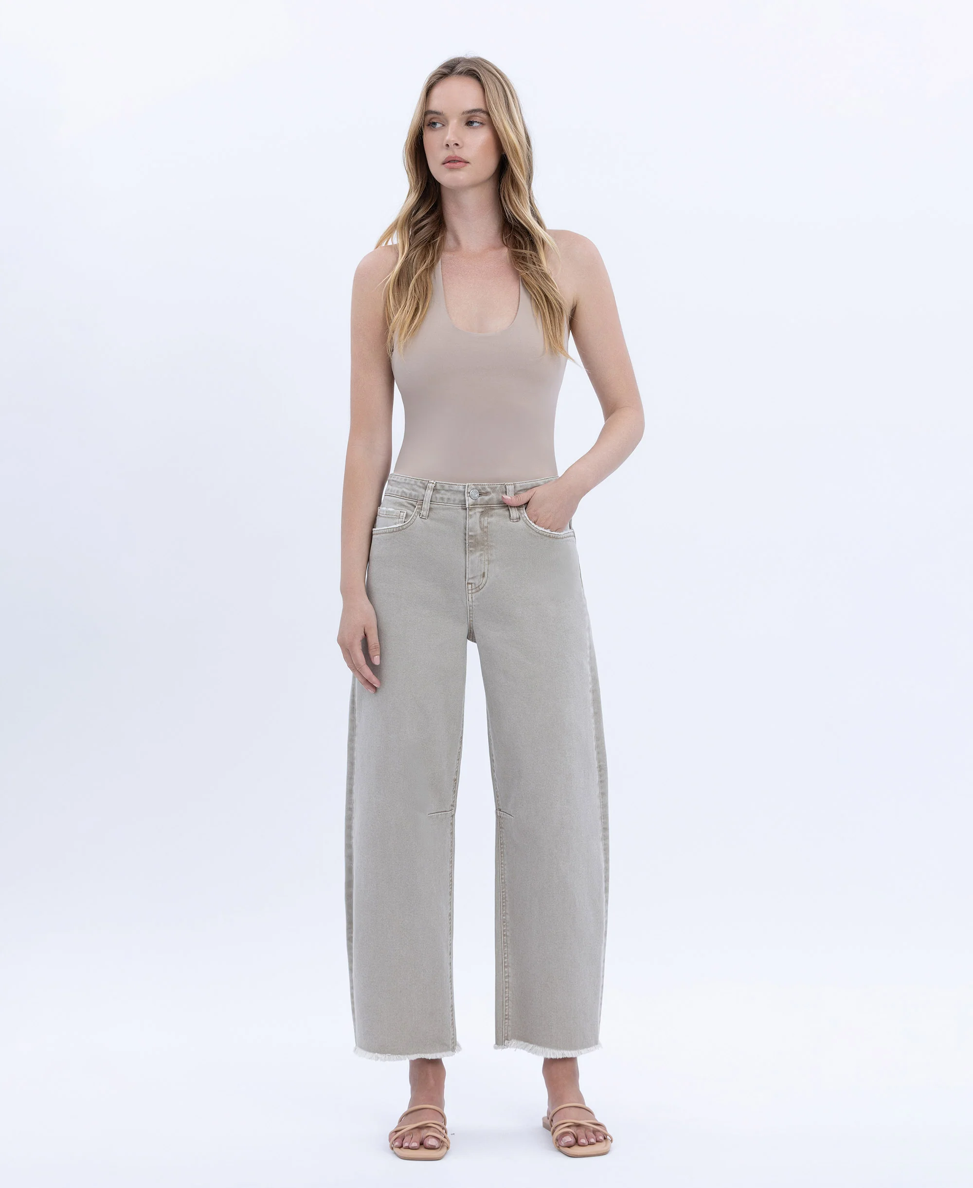 Cinder - Super High Rise Frayed Hem Wide Barrel Jeans - Image 4