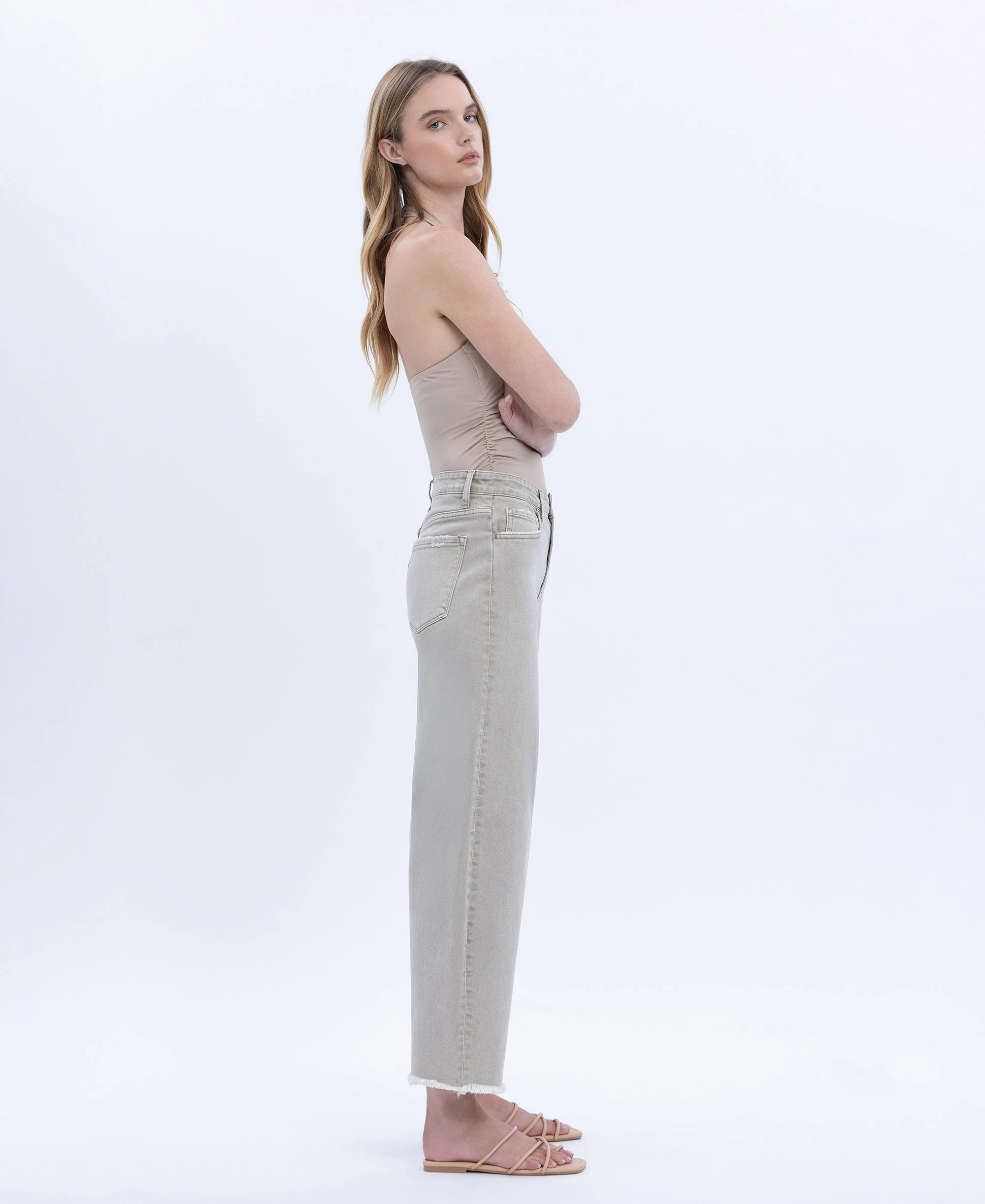 Cinder - Super High Rise Frayed Hem Wide Barrel Jeans - Image 5