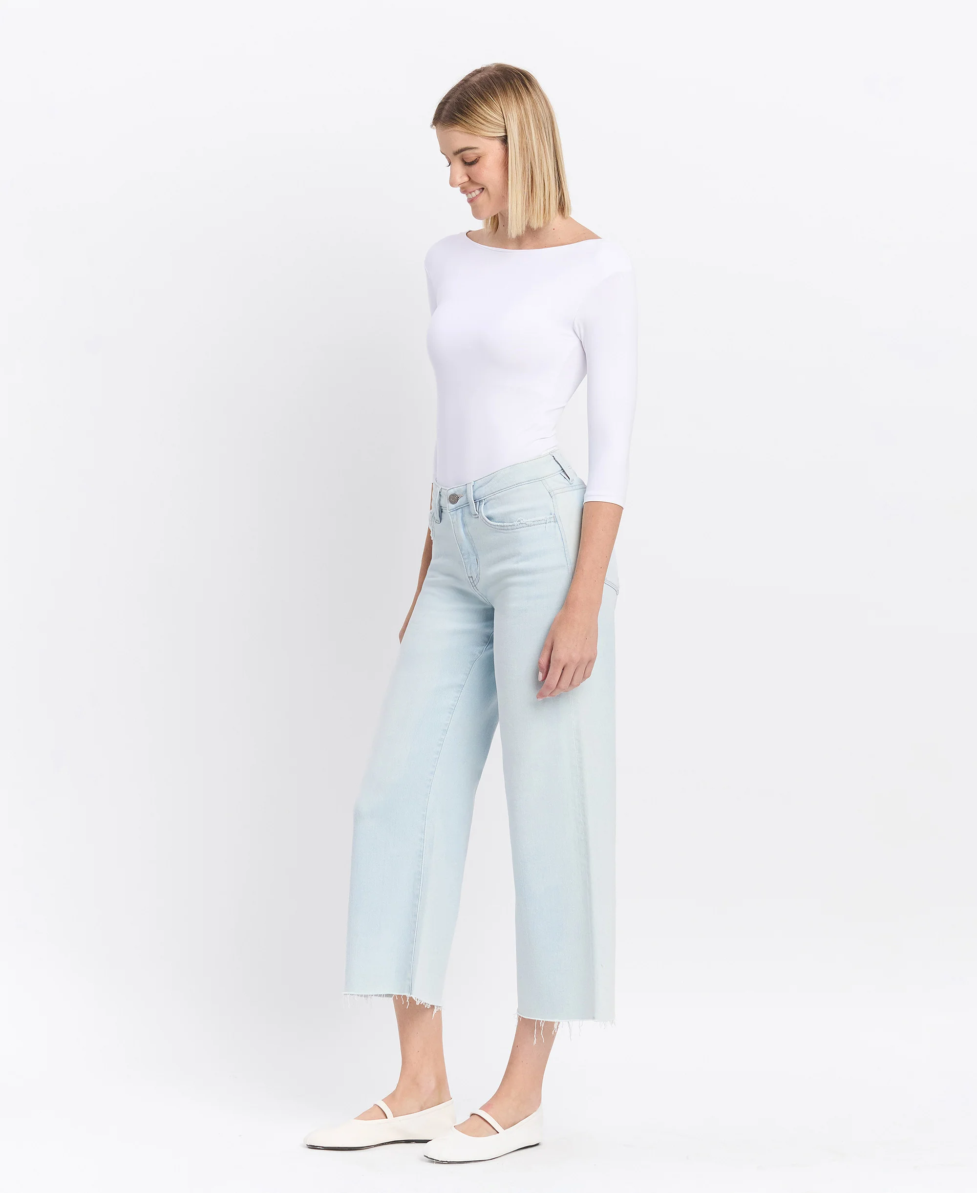Cleared - High Rise Crop Wide Leg Jeans - Image 3