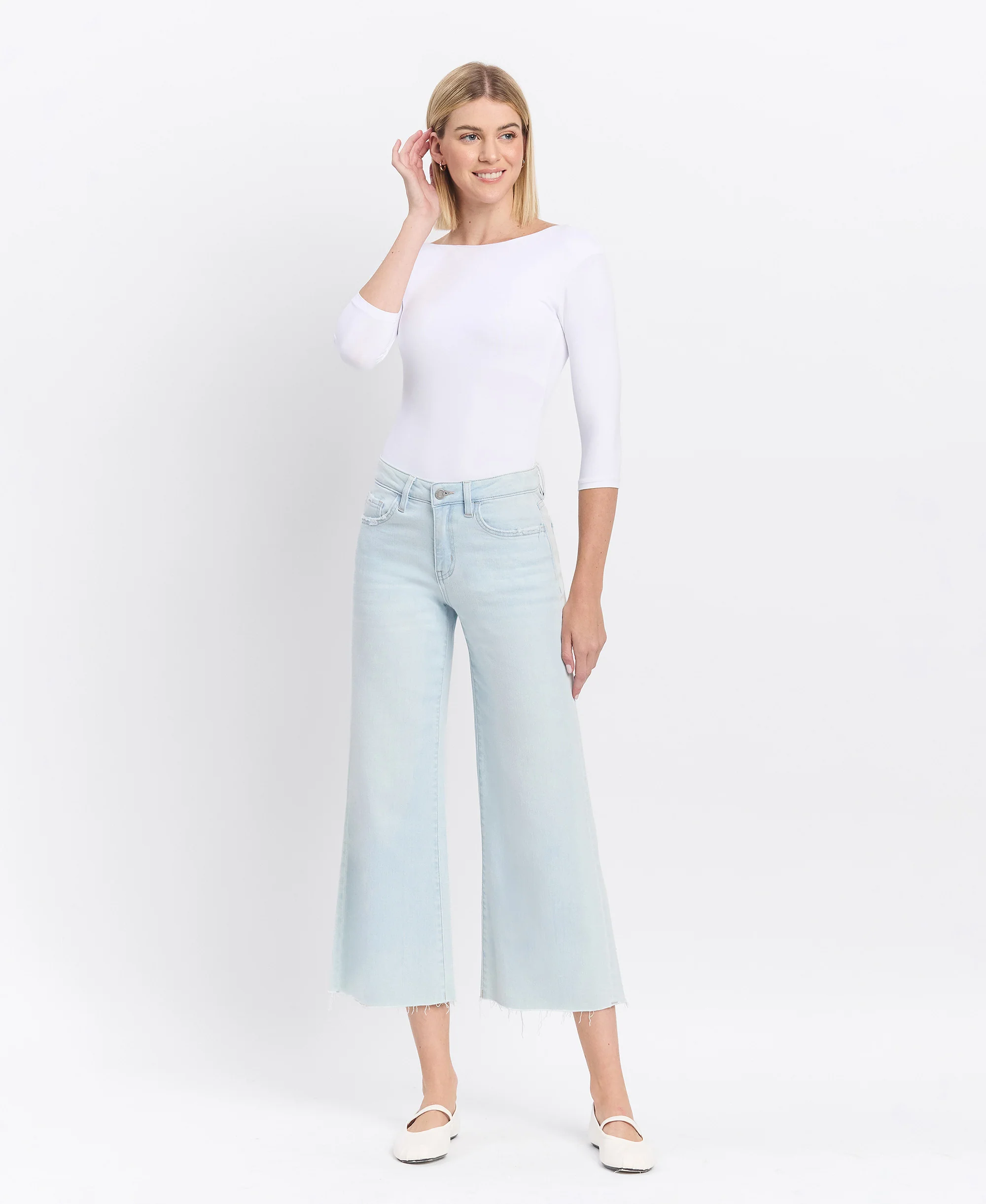 Cleared - High Rise Crop Wide Leg Jeans - Image 4
