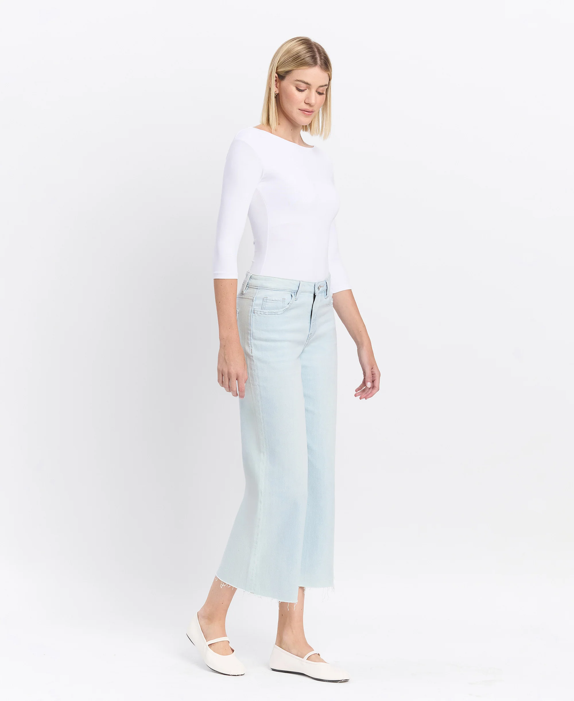 Cleared - High Rise Crop Wide Leg Jeans - Image 5