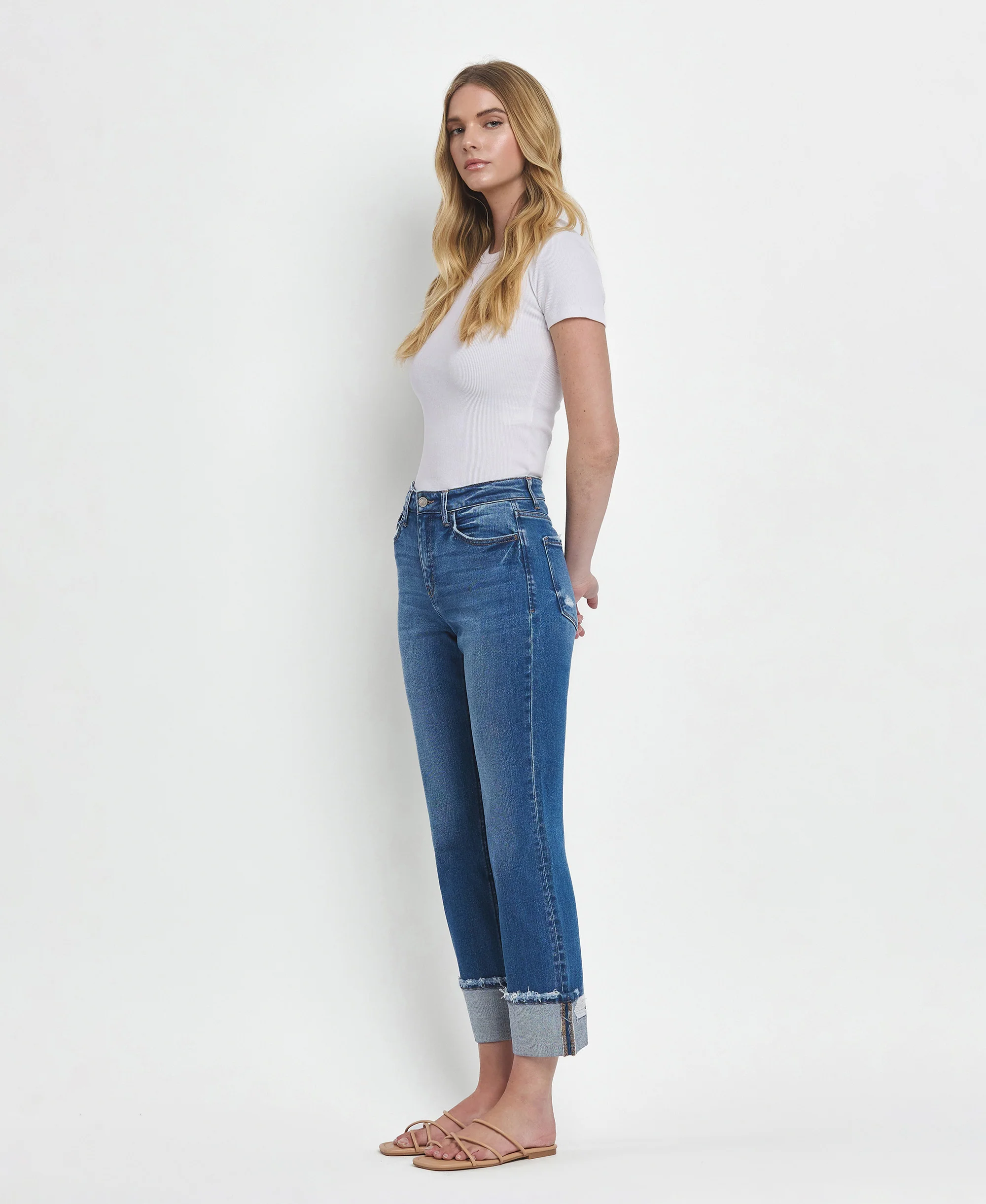 Daphne - High Rise Cuffed Straight Jeans - Image 3