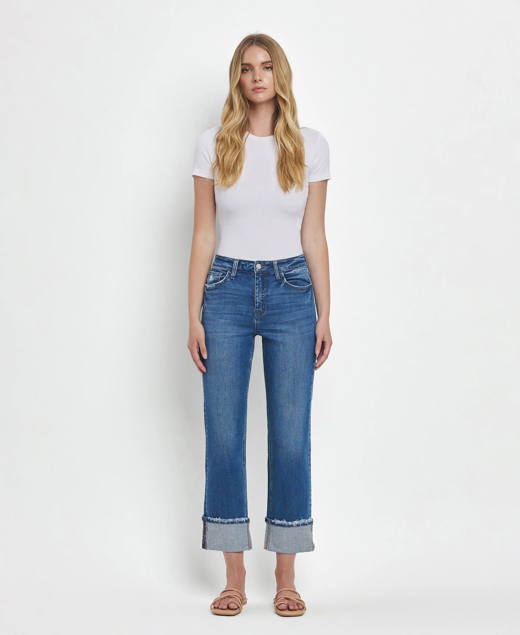 Daphne - High Rise Cuffed Straight Jeans - Image 4