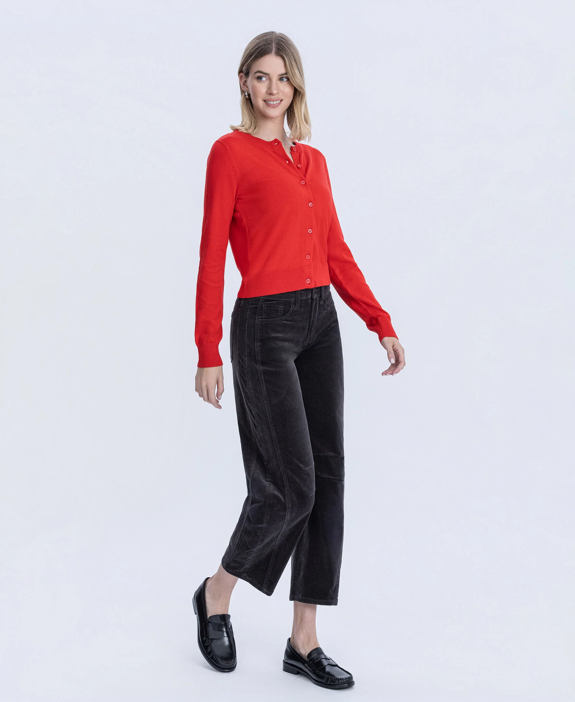 Dark Gray - High Rise Corduroy Barrel Jeans - Image 5