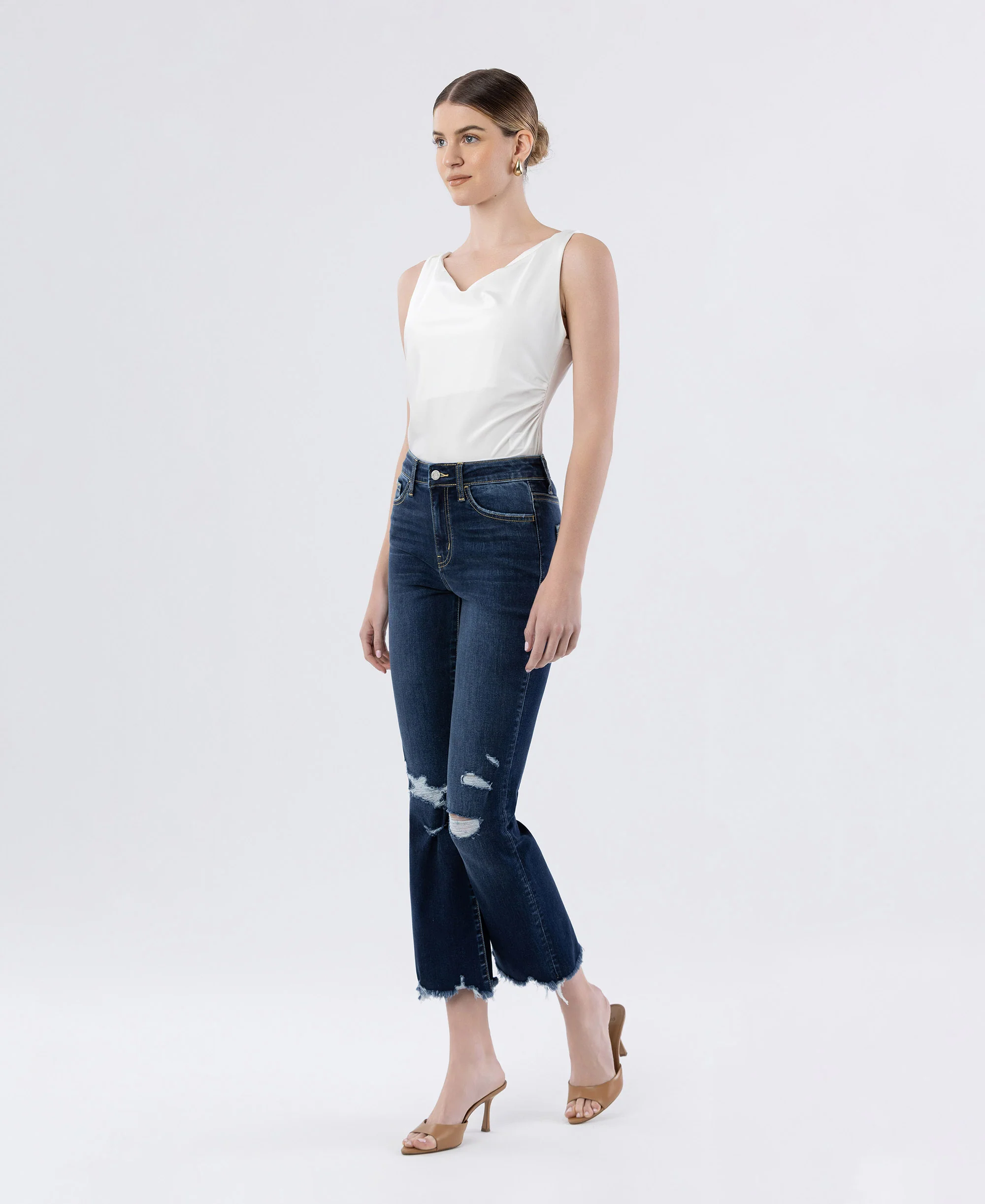 Decumaria - High Rise Crop Flare Jeans - Image 3