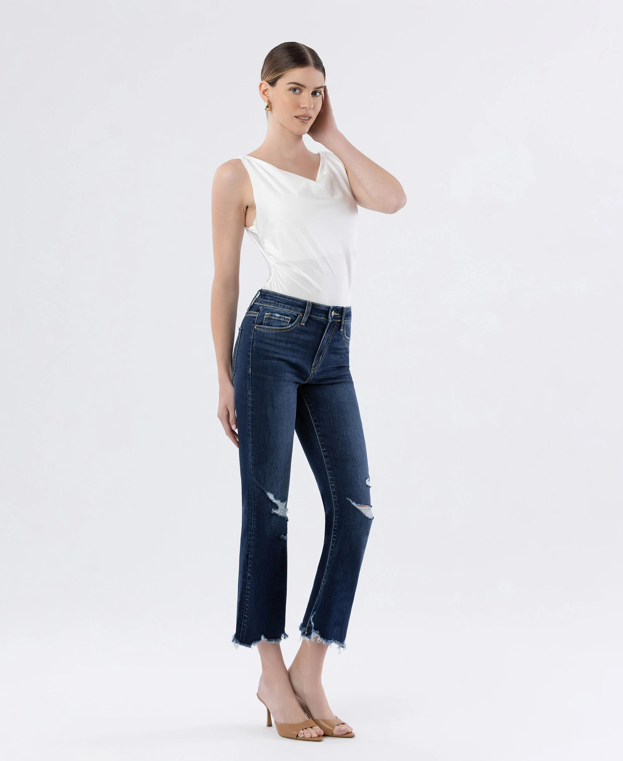 Decumaria - High Rise Crop Flare Jeans - Image 4