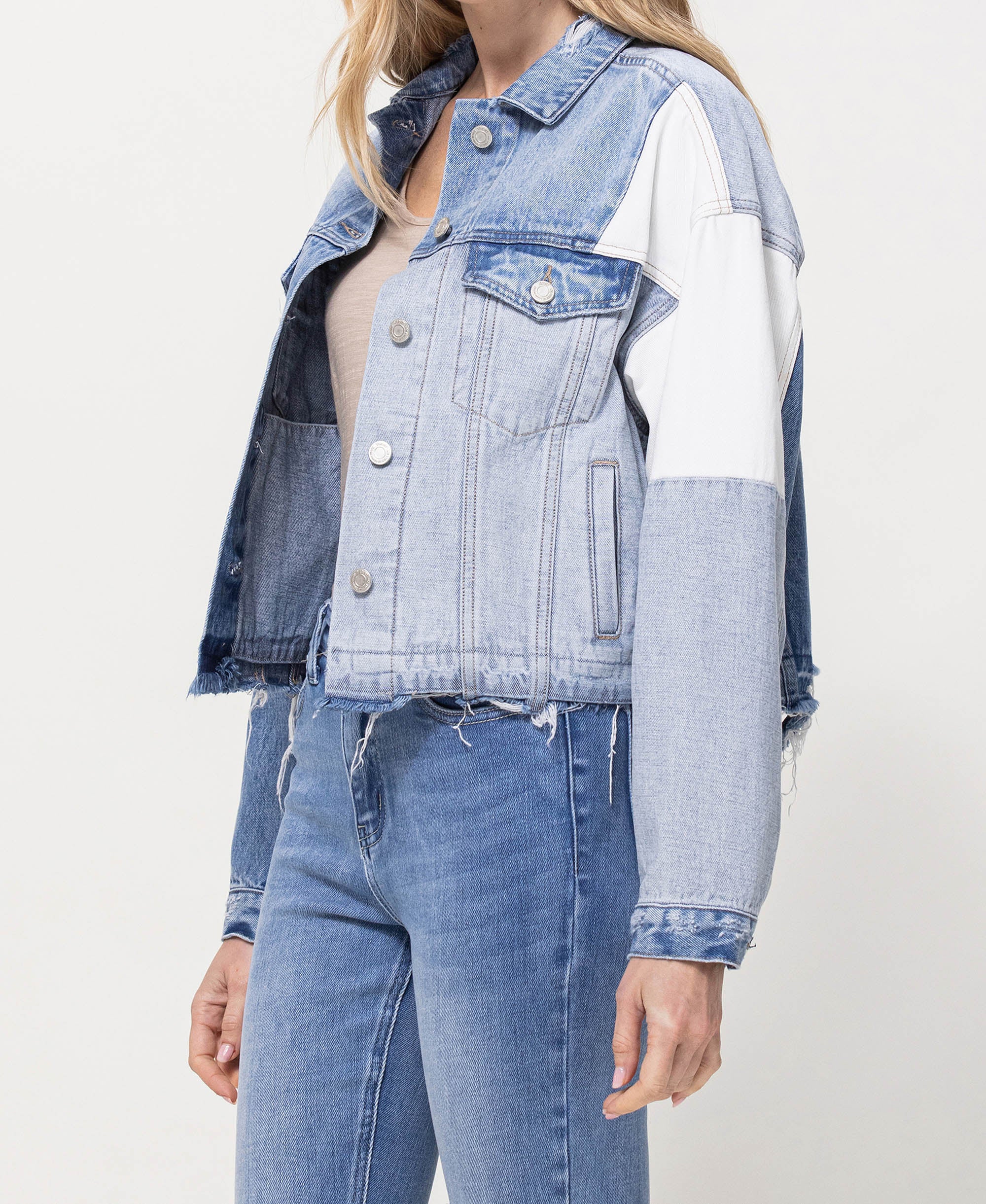 Denim - Oversized Crop Denim Jacket - Image 3