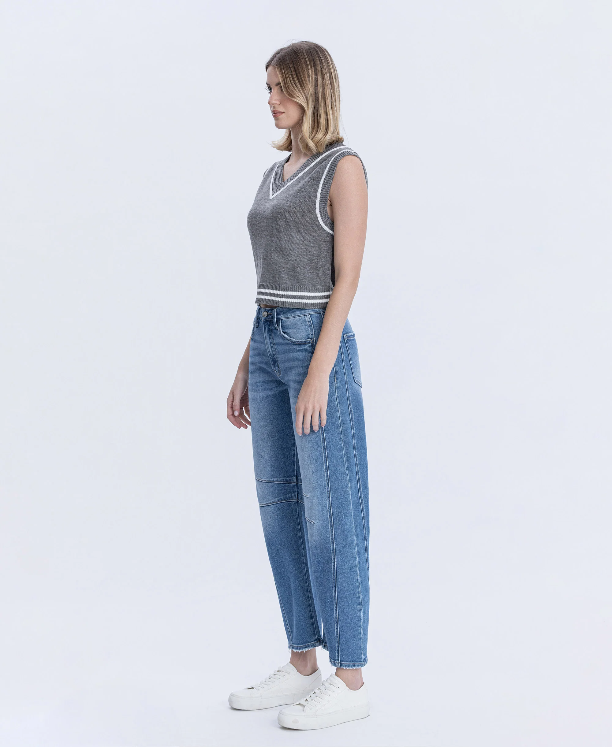 Durability - High Rise Crop Barrel Jeans - Image 3