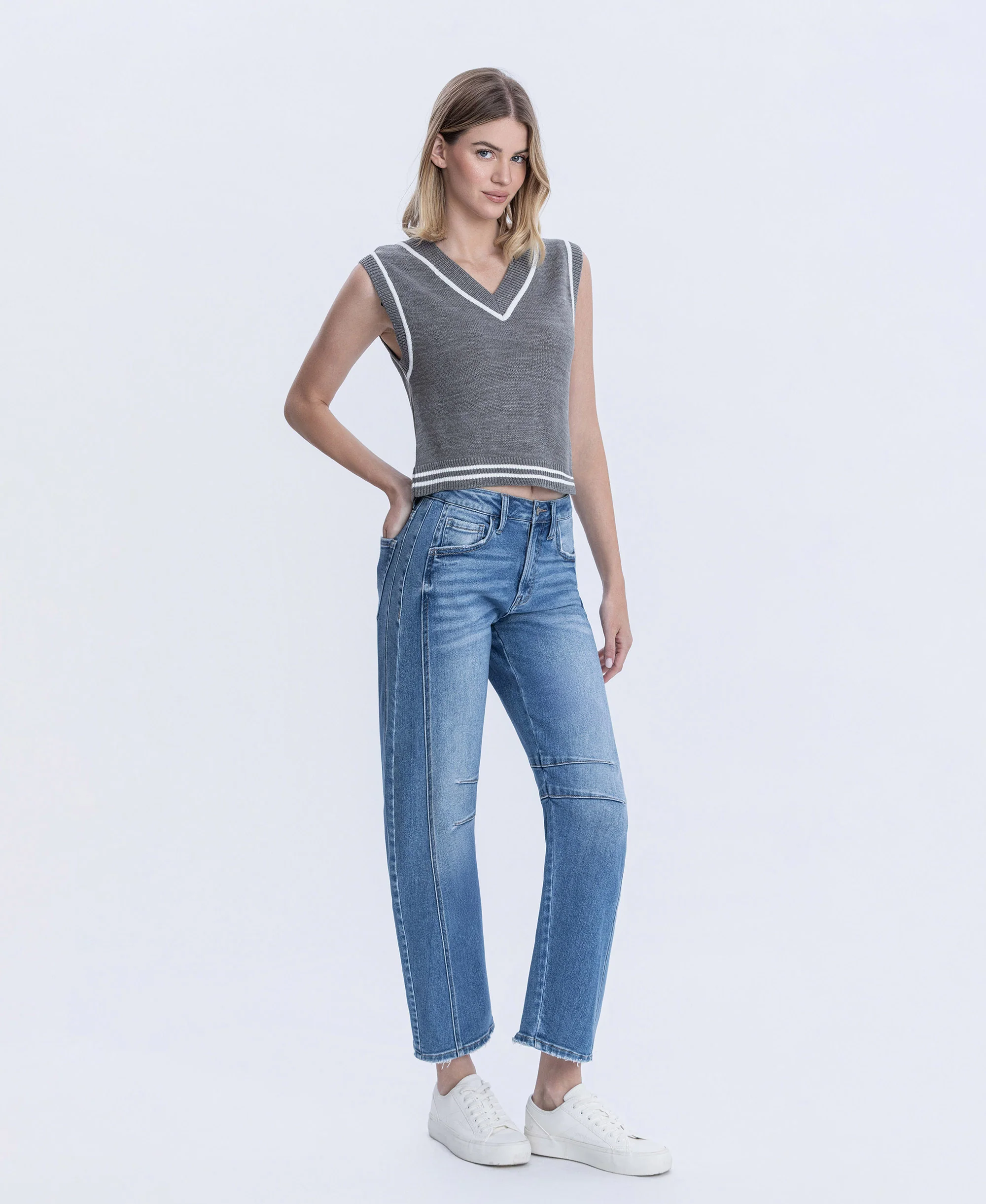 Durability - High Rise Crop Barrel Jeans - Image 4