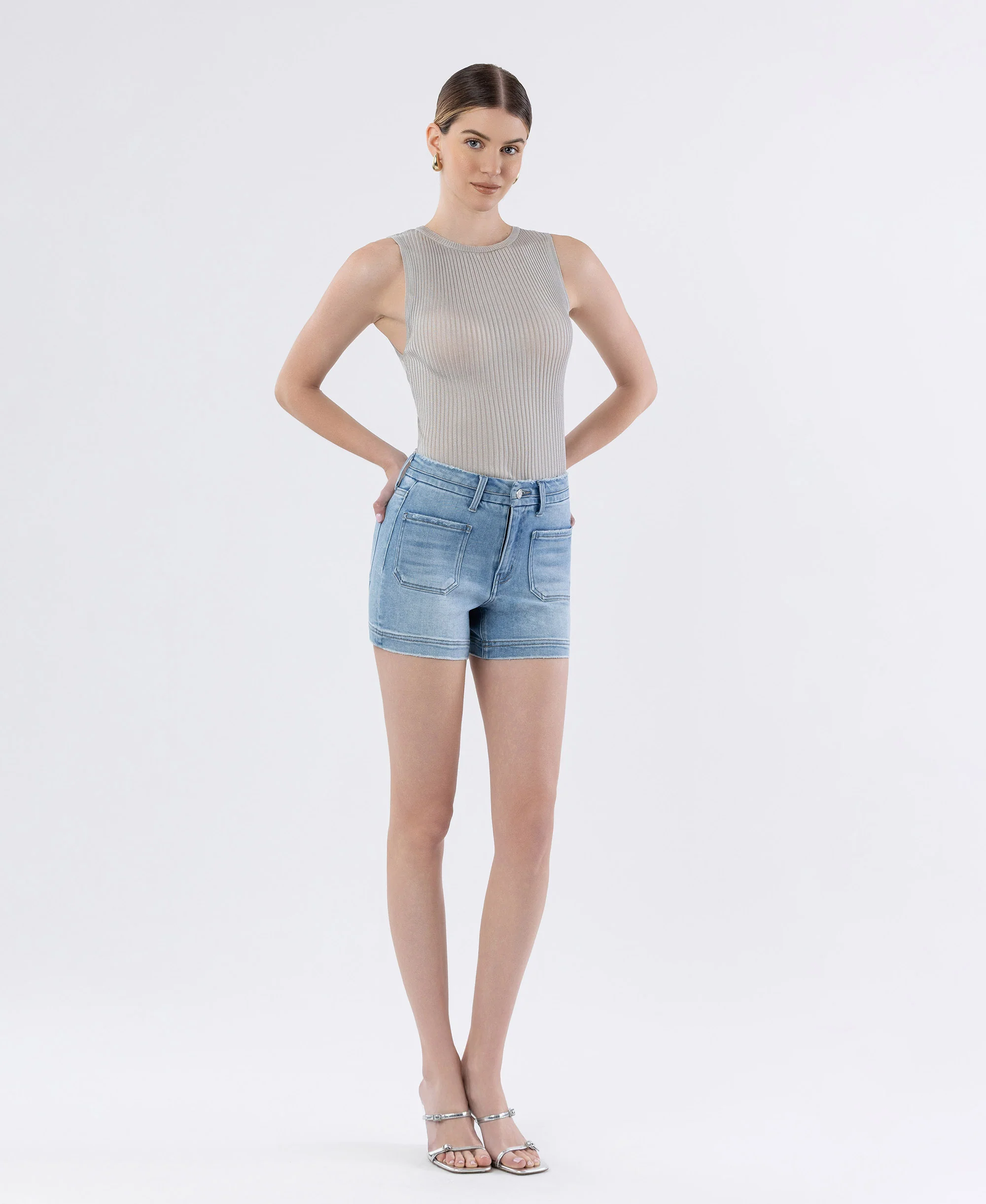 Dutifully - High Rise Seamless Waistband Denim Shorts - Image 4