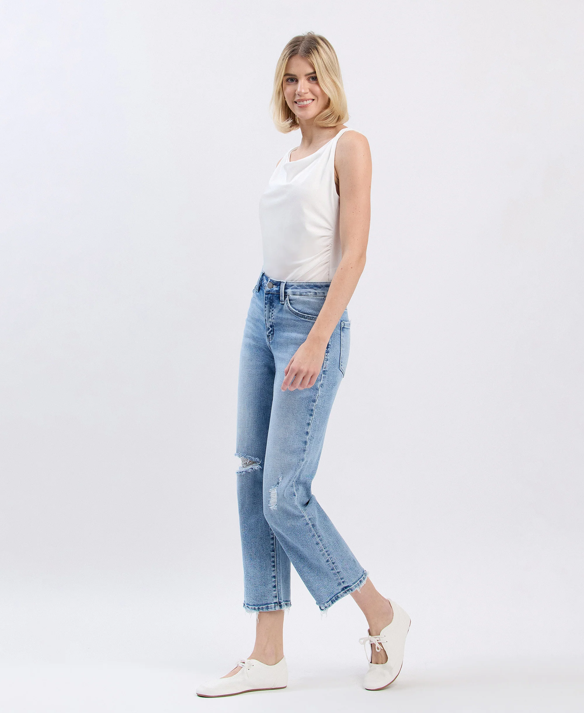 Eco Friendly - High Rise Ankle Straight Jeans - Image 3