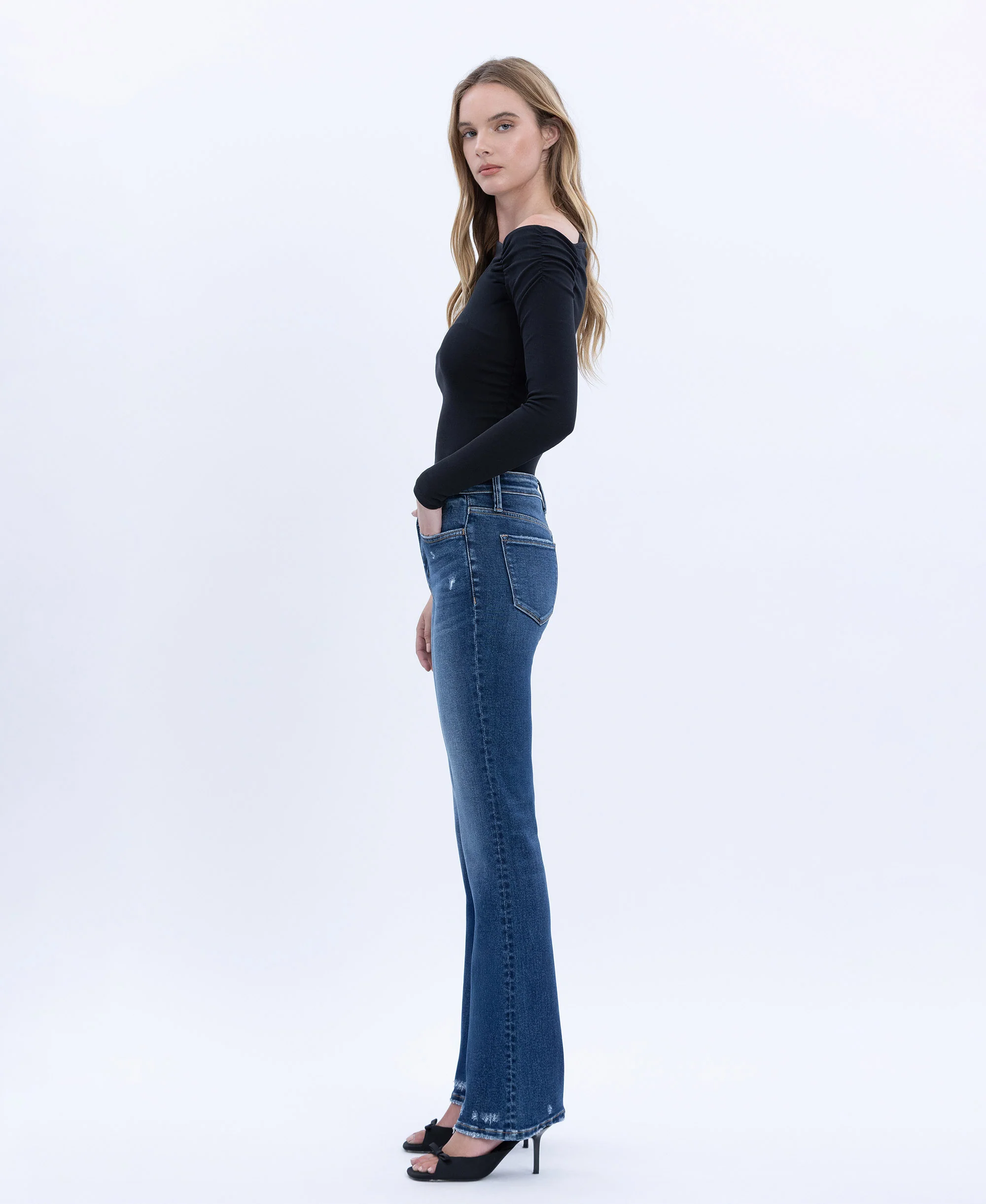 Elegant Jewel - High Rise Full Length Bootcut Jeans - Image 3