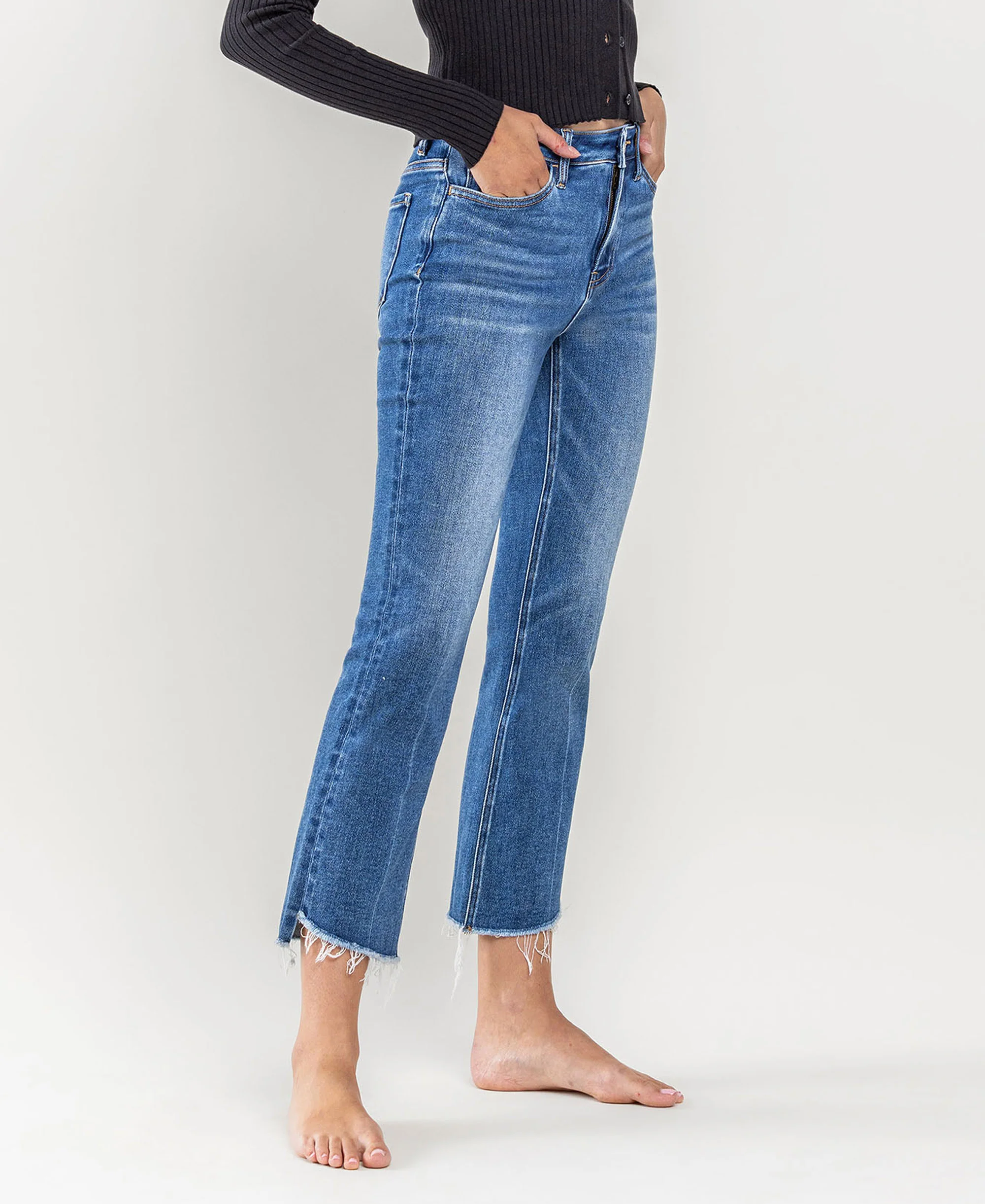 Encouragingly - High Rise Step Hem Kick Flare Jeans - Image 4