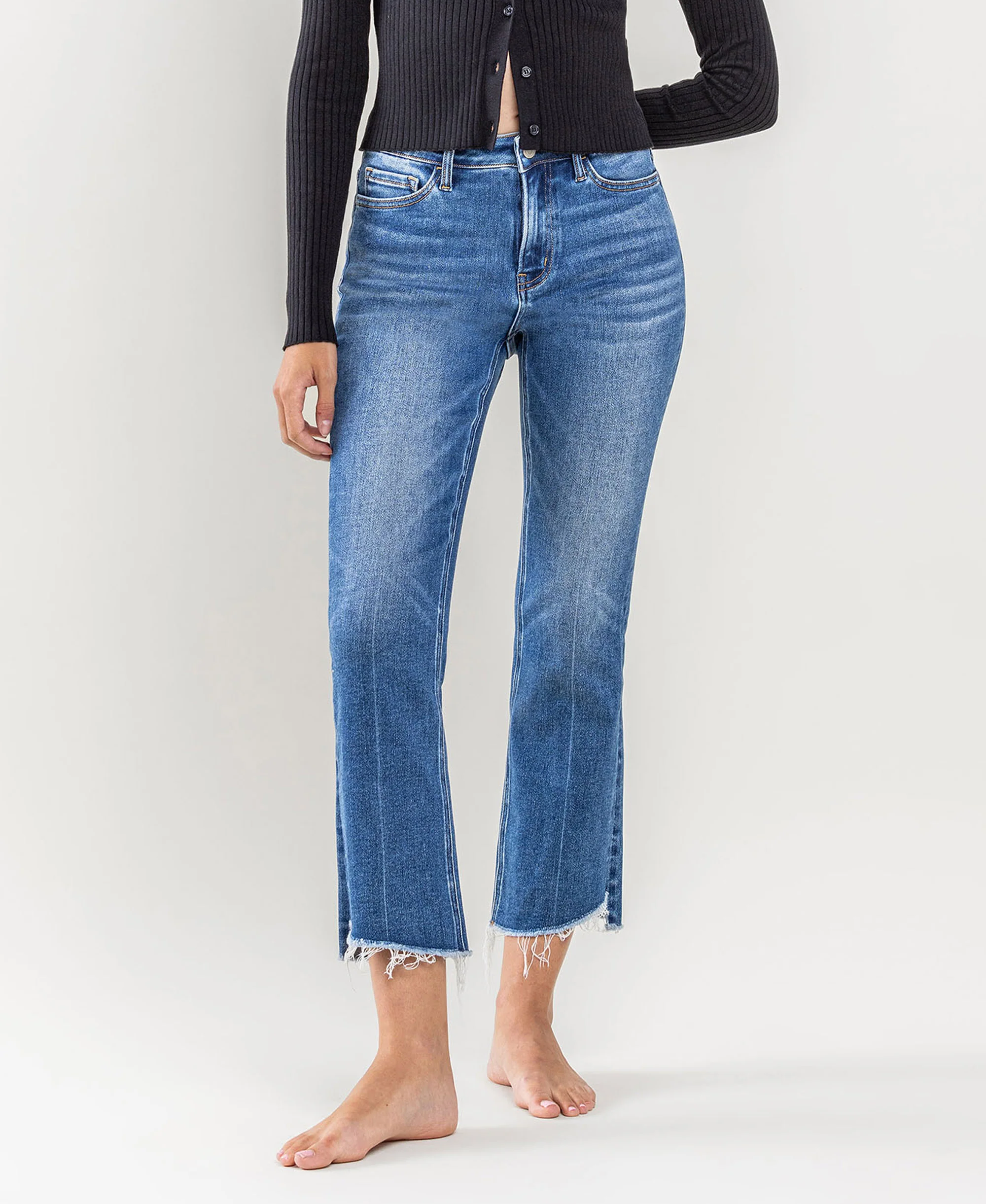 Encouragingly - High Rise Step Hem Kick Flare Jeans - Image 5