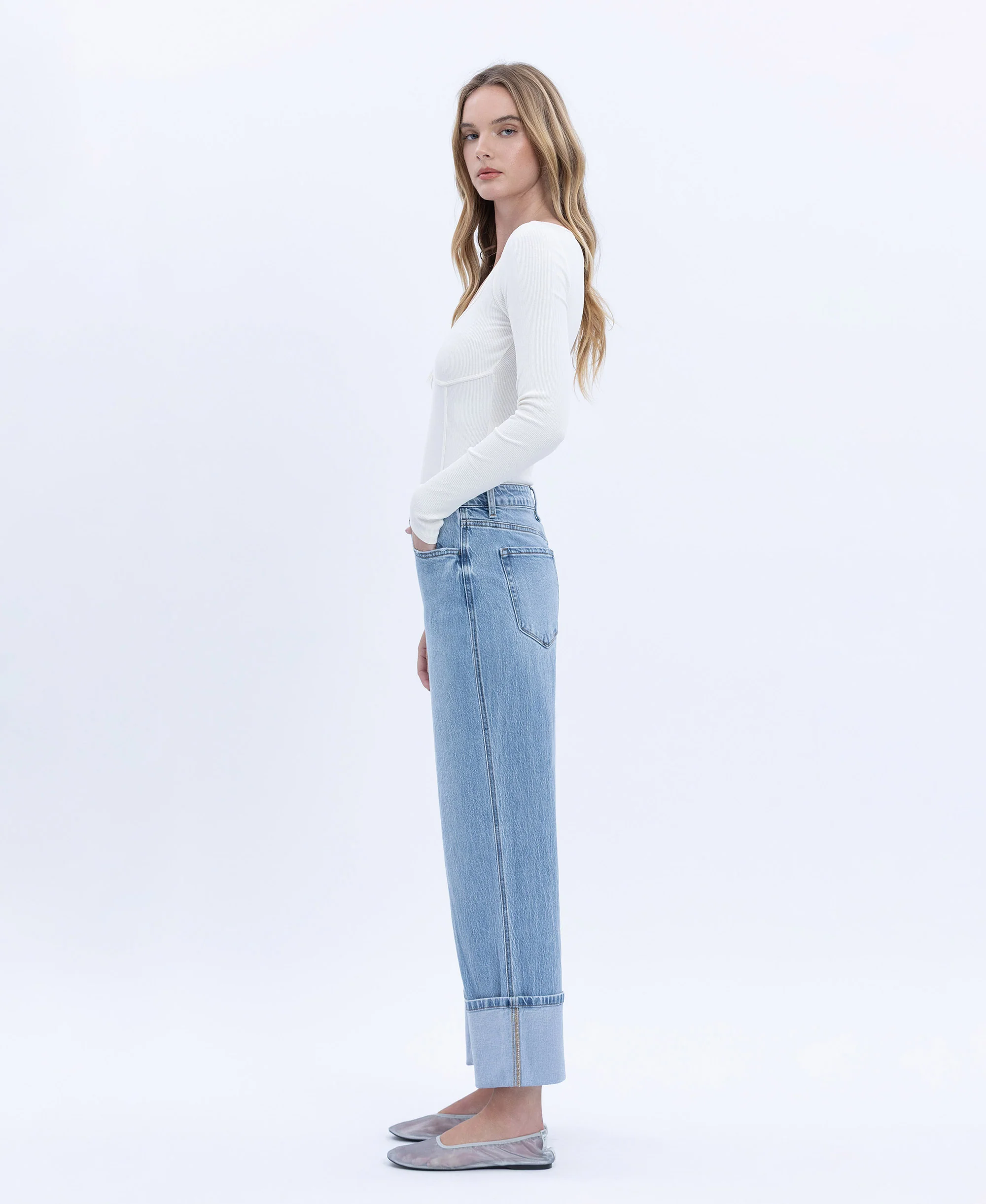 Enrapture - Super High Rise Cuffed Baggy Straight Jeans - Image 3