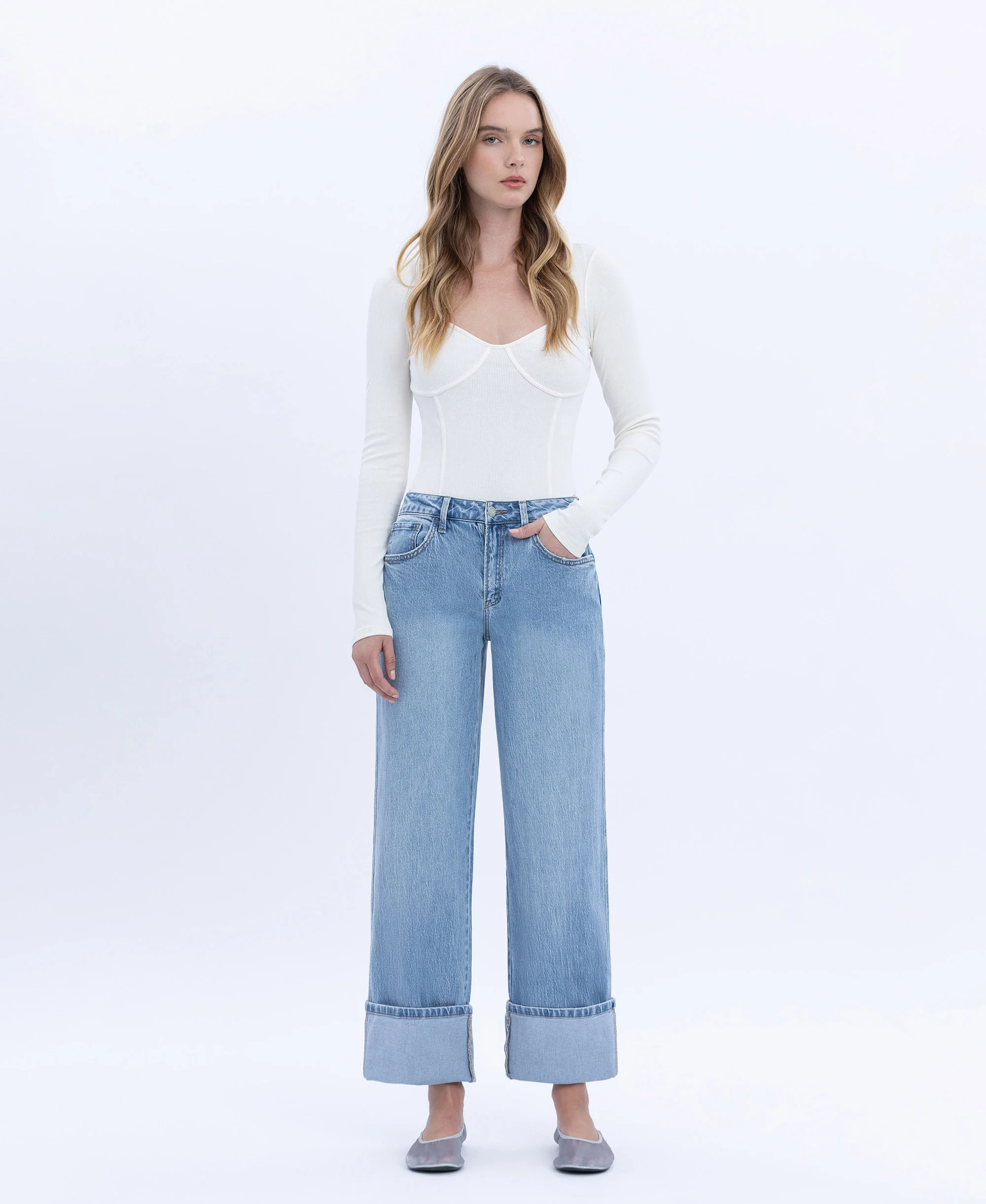 Enrapture - Super High Rise Cuffed Baggy Straight Jeans - Image 4