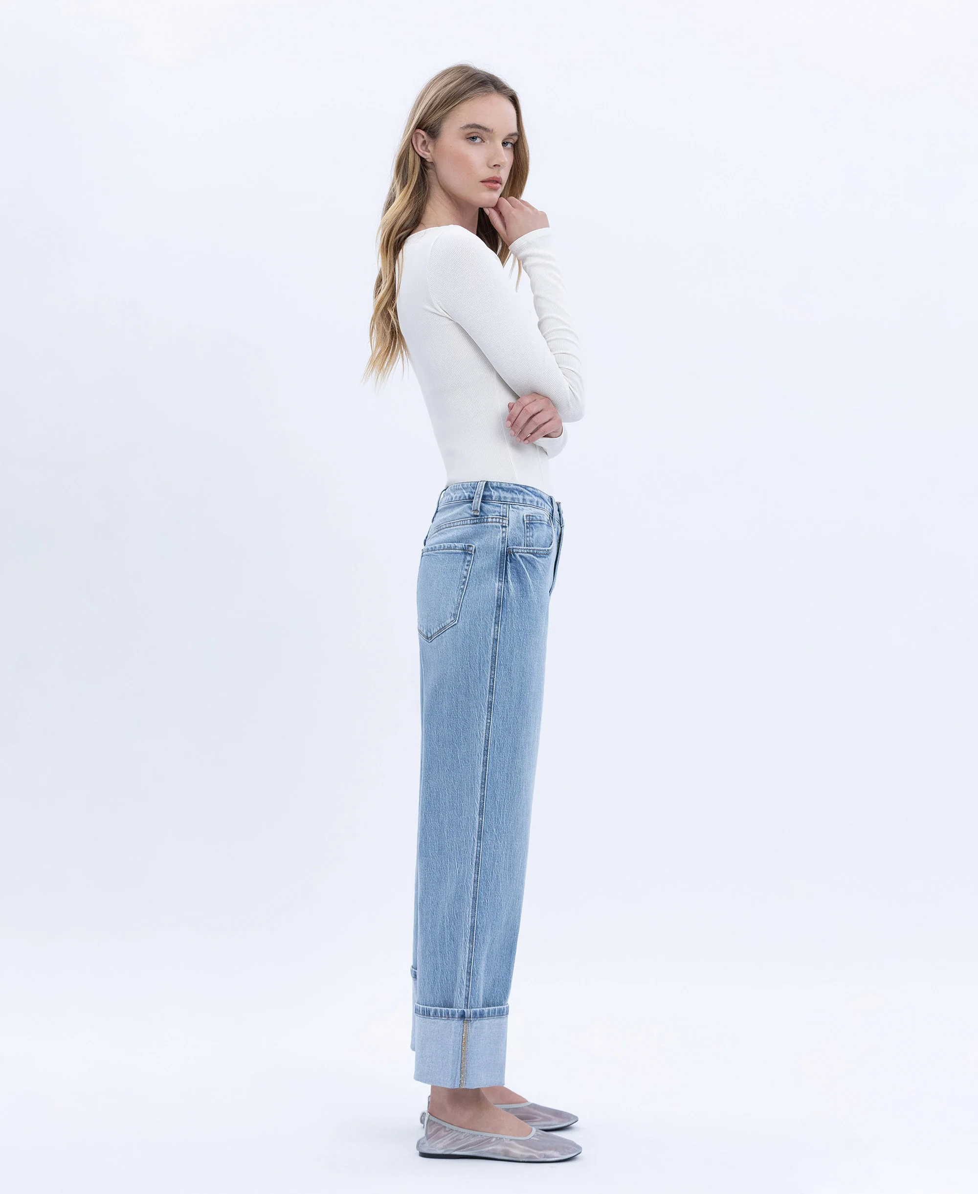 Enrapture - Super High Rise Cuffed Baggy Straight Jeans - Image 5