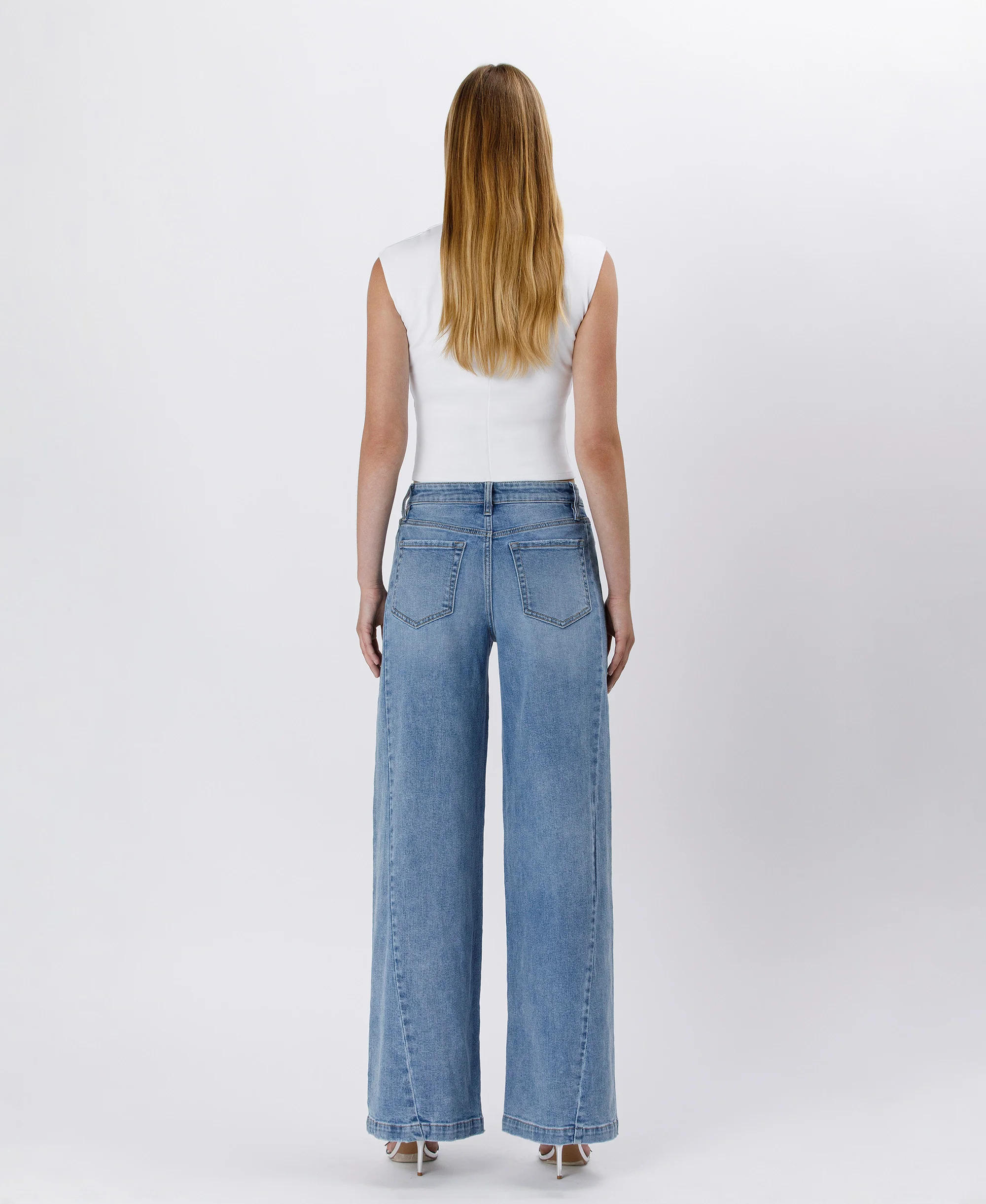 Enthuse - High Rise Seam Detail Palazzo Jeans - Image 3