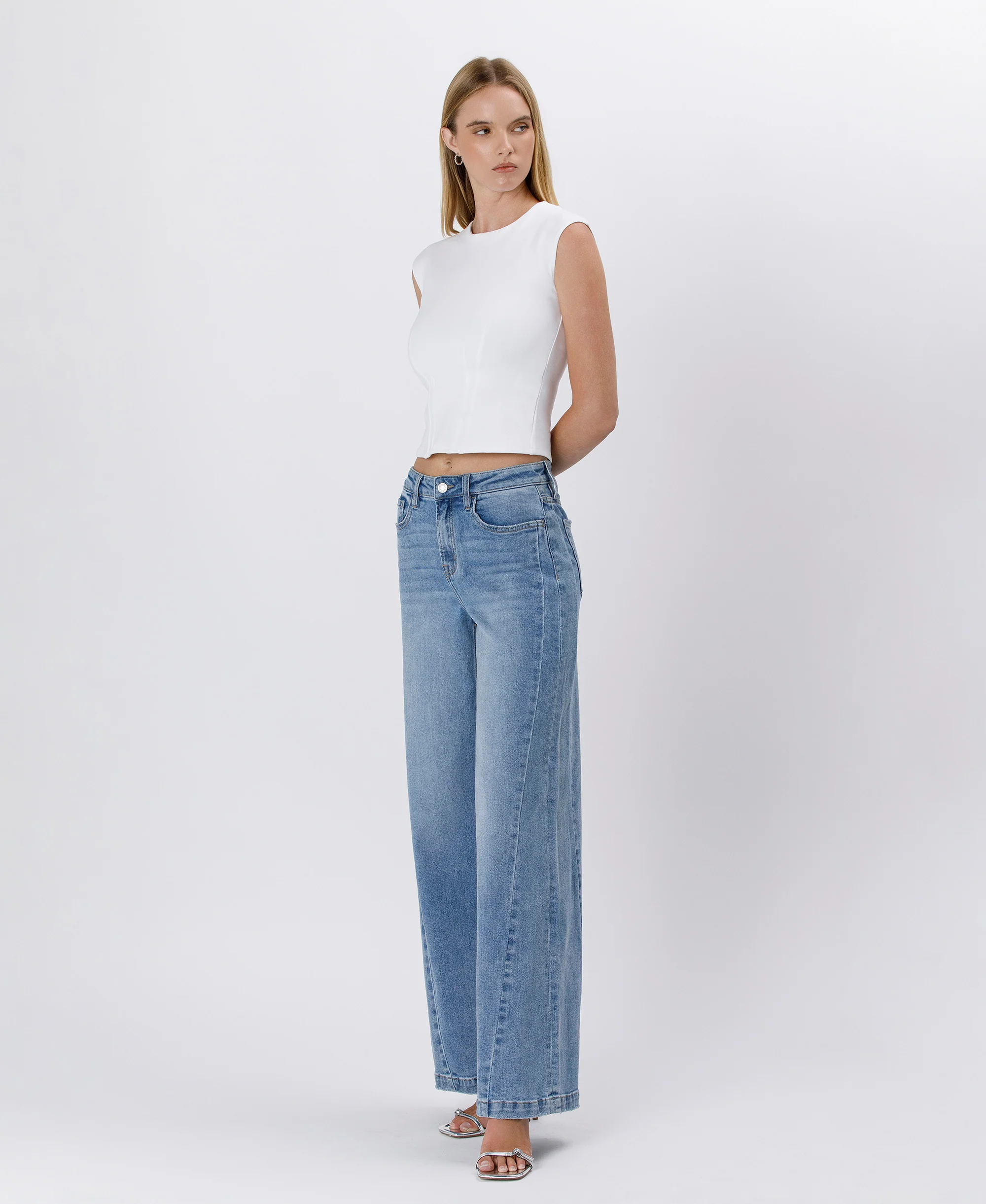 Enthuse - High Rise Seam Detail Palazzo Jeans - Image 4