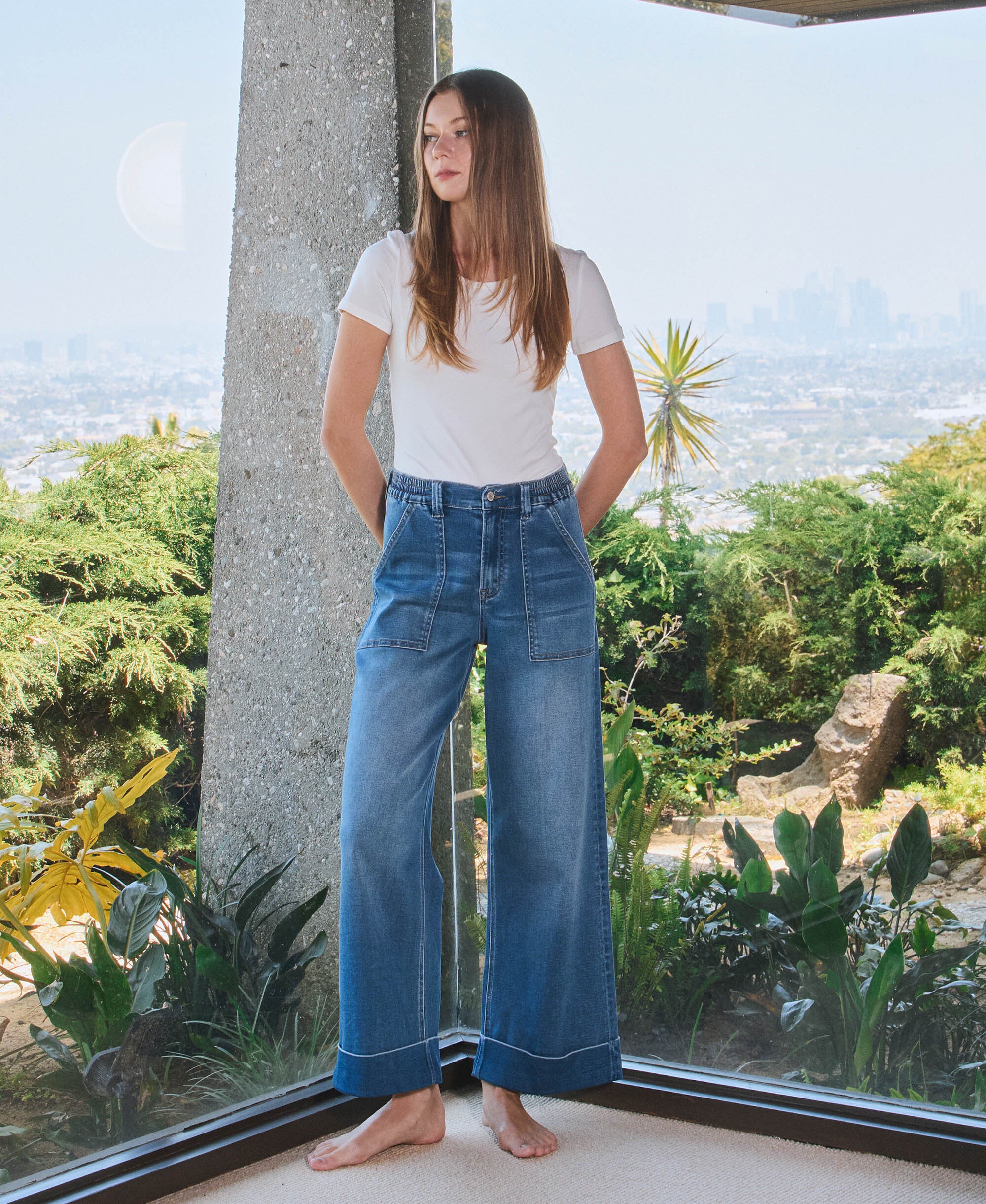 Enviably - High Rise Cuffed Baggy Wide Leg Jeans