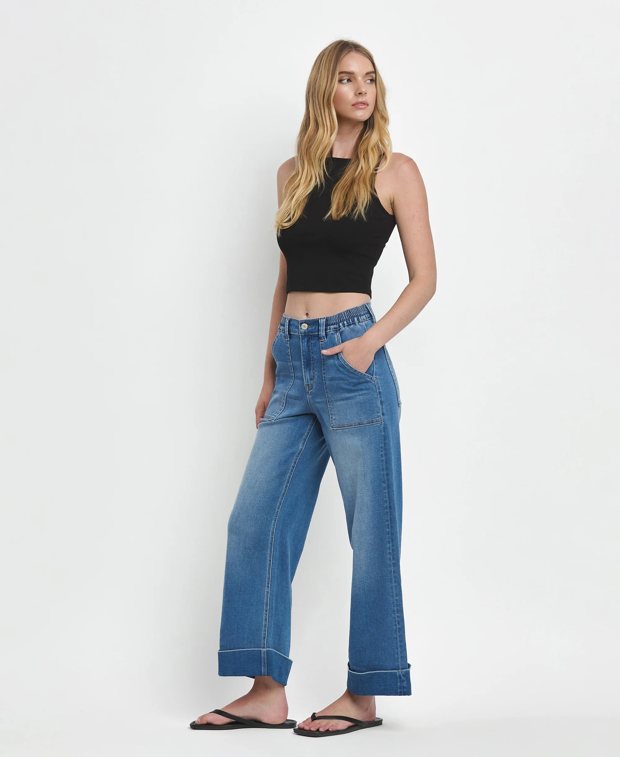 Enviably - High Rise Cuffed Baggy Wide Leg Jeans - Image 3