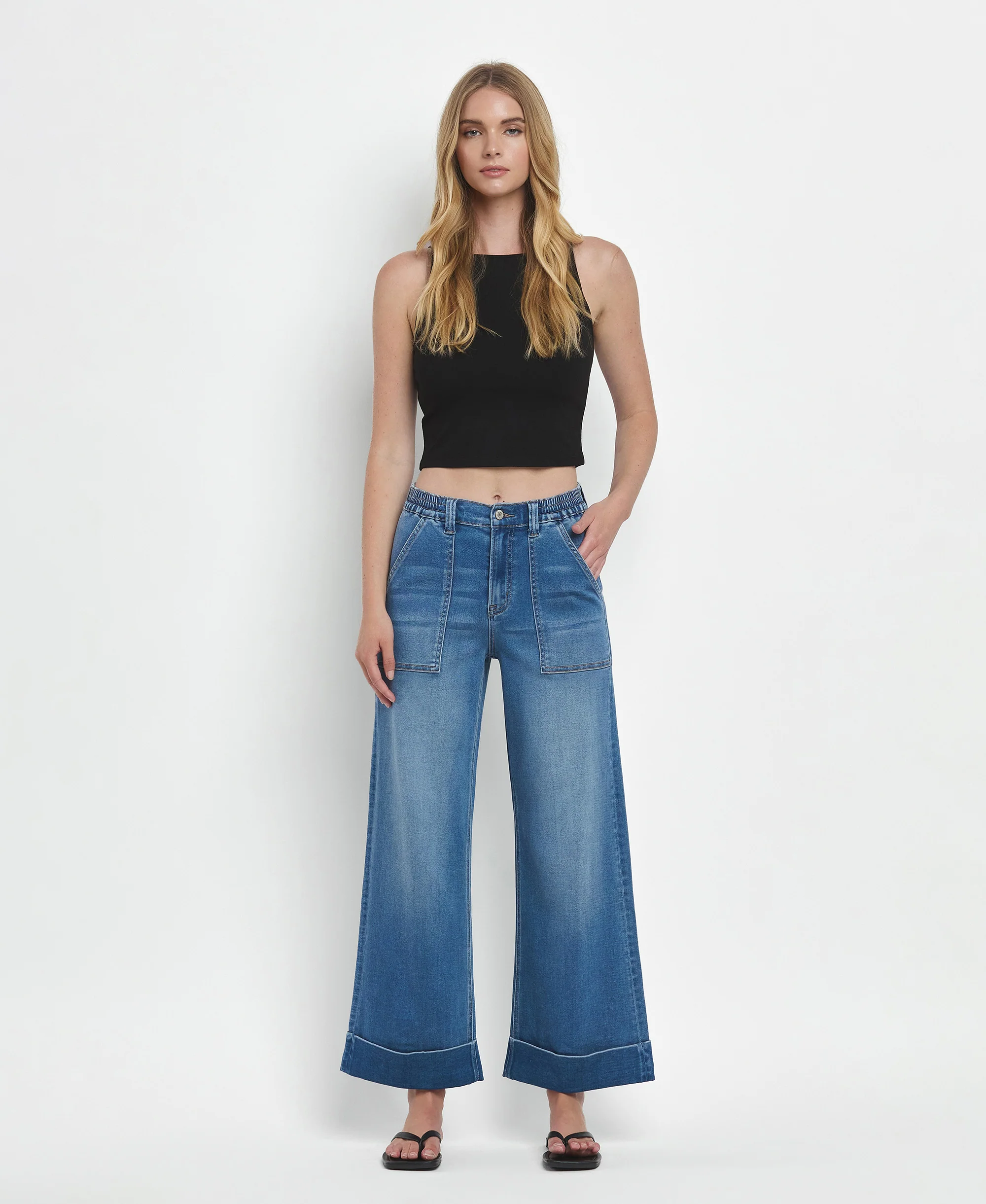Enviably - High Rise Cuffed Baggy Wide Leg Jeans - Image 4