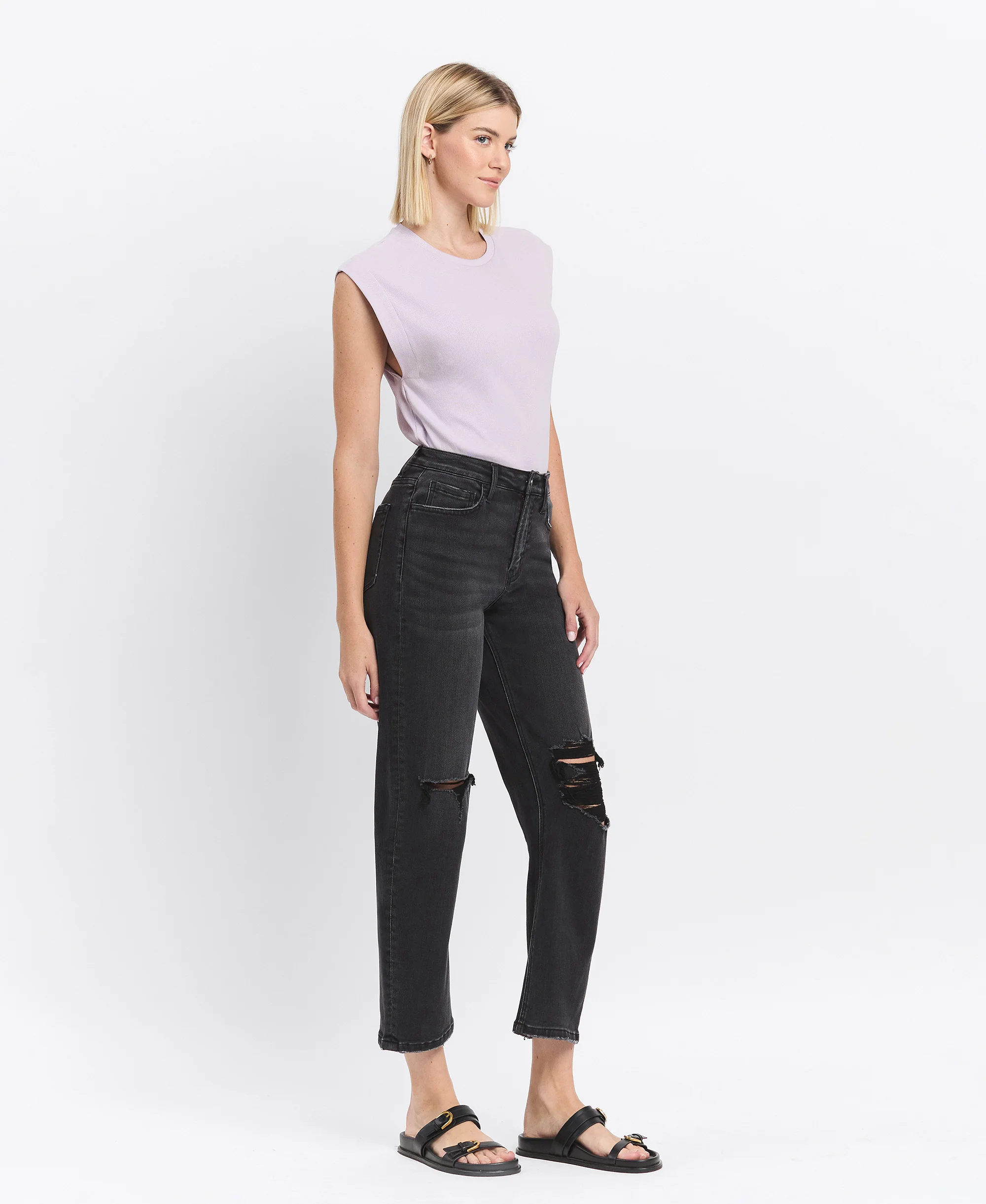 Esteem - High Rise Distressed Barrel Jeans - Image 4