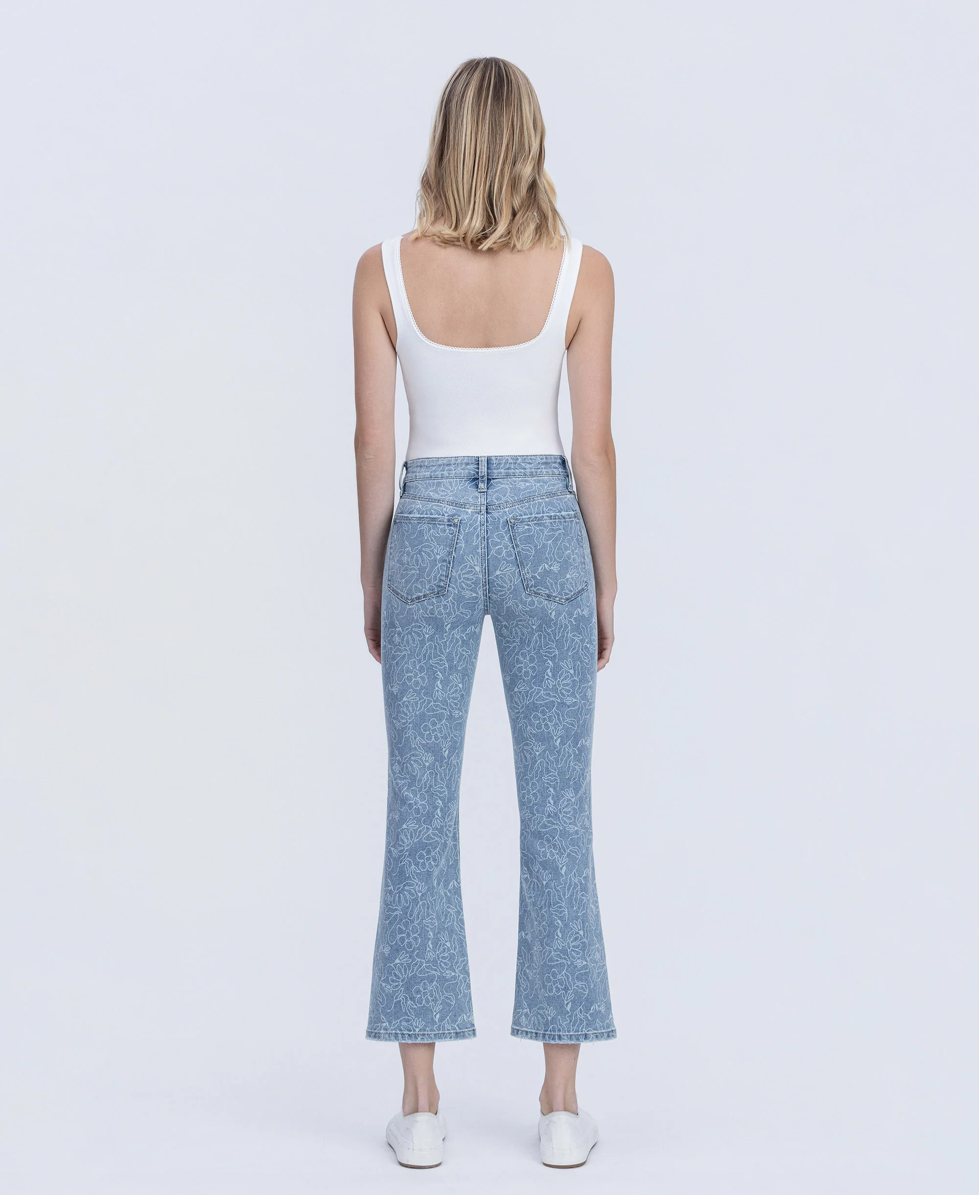 Floral Print - High Rise Crop Easy Flare Jeans - Image 2