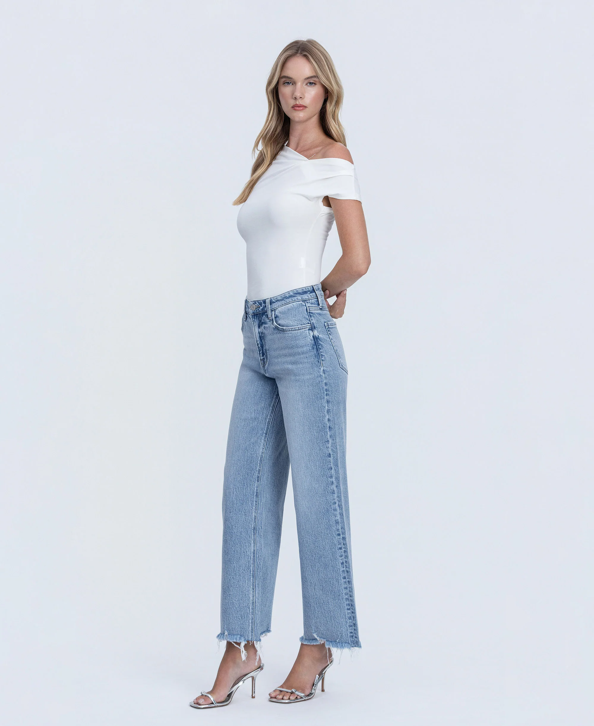 God Given - Mid Rise Frayed Ankle Wide Leg Jeans - Image 3