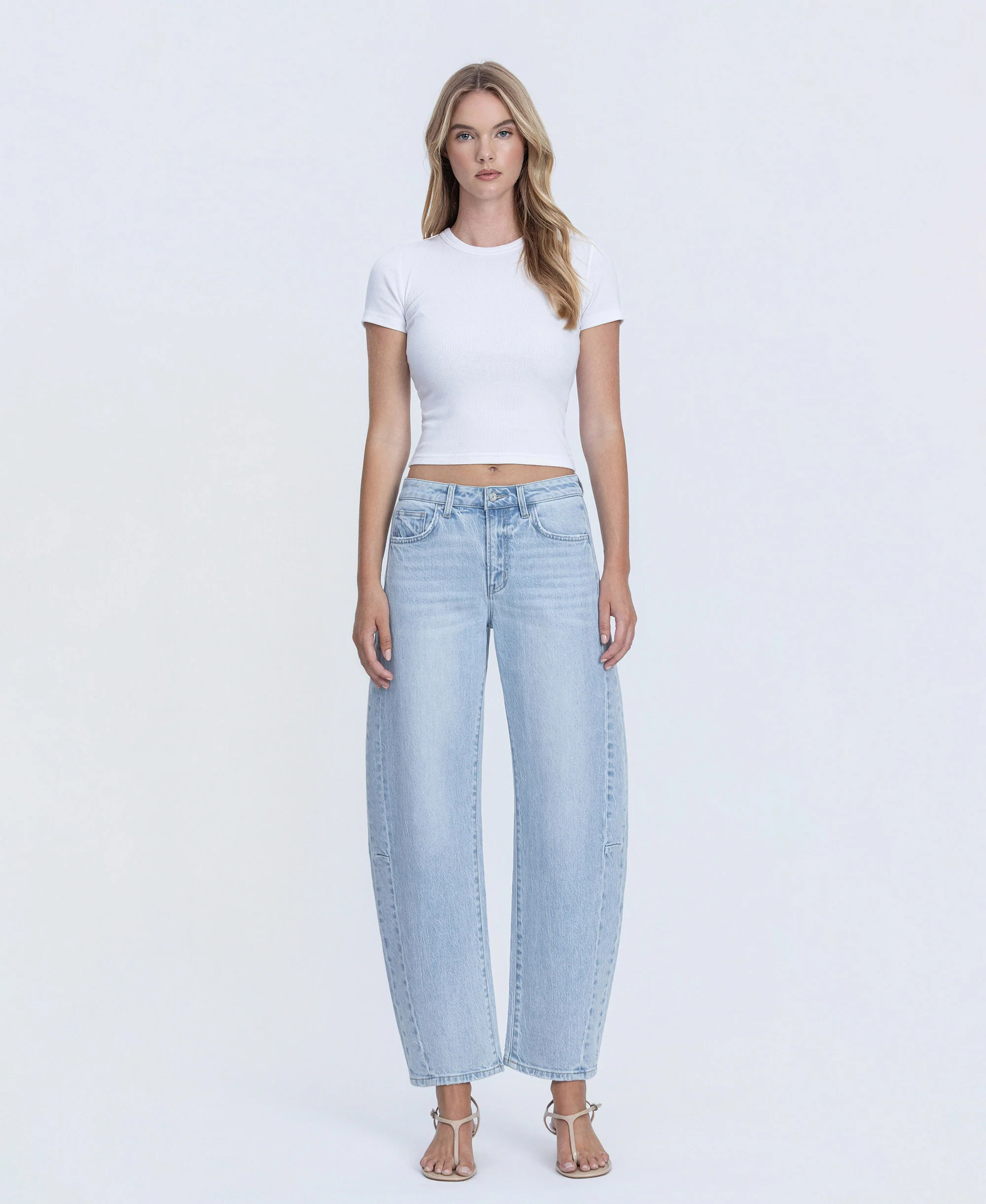 Godlike - High Rise Seam Detail Crop Barrel Jeans